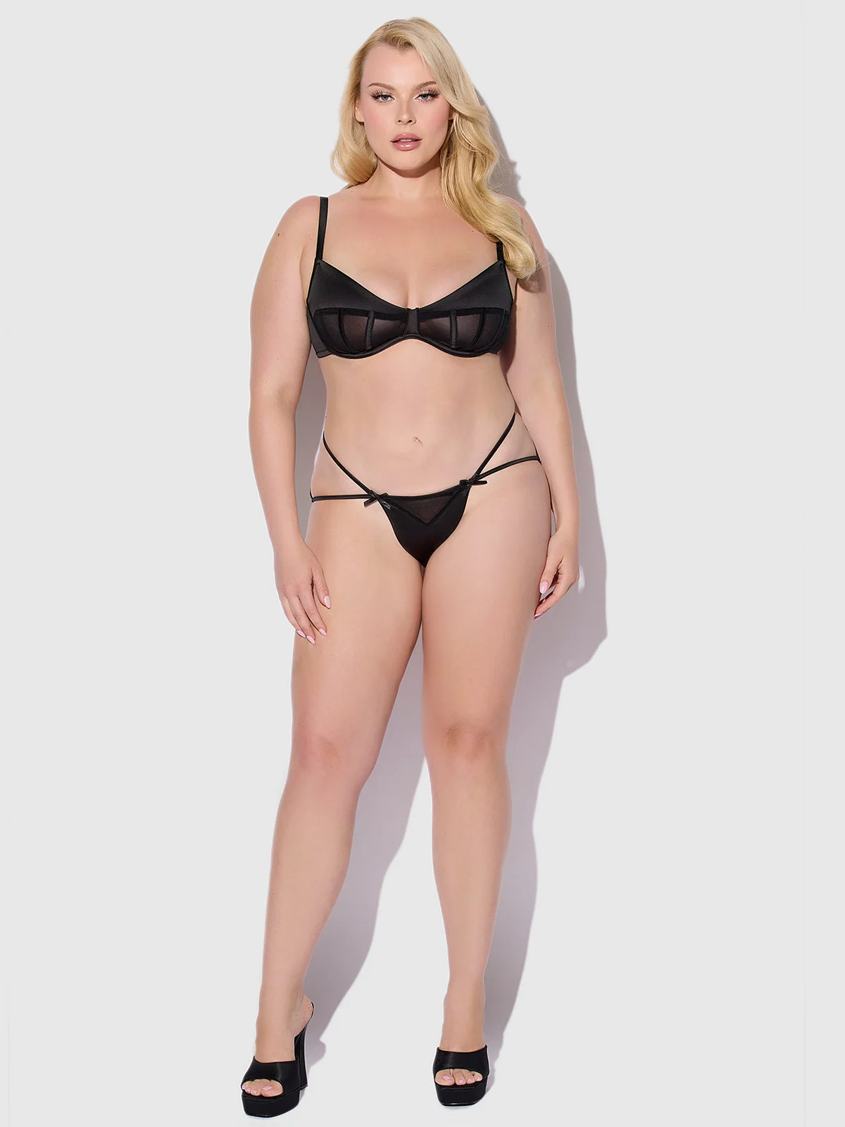 Petra Satin Caged Backless Hipster in Black