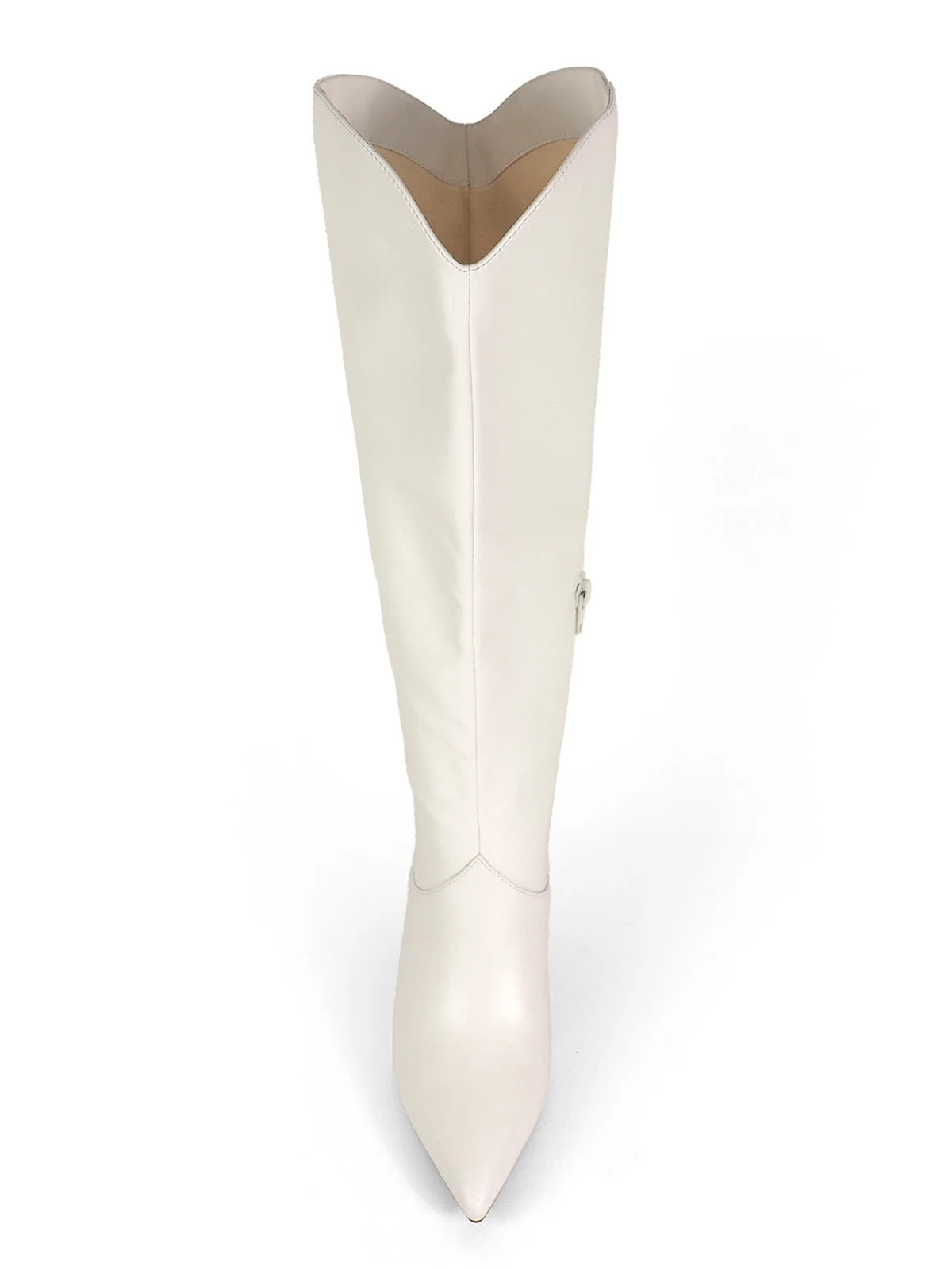 Shirley Cowboy Boots with a Subtle Kitten Heel in White PU