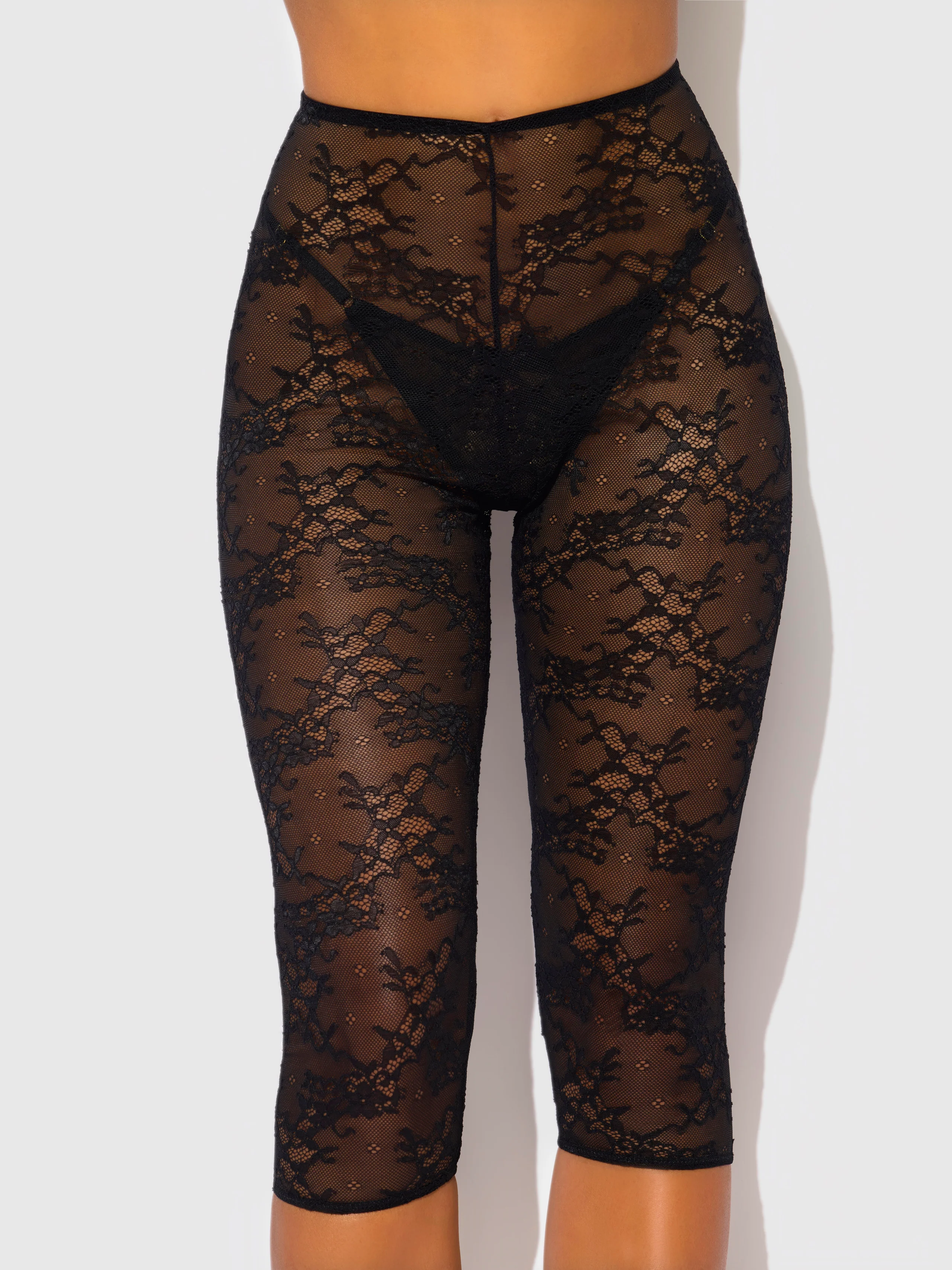 Pia Lace Capri Legging Tights for Layered Lingerie Looks