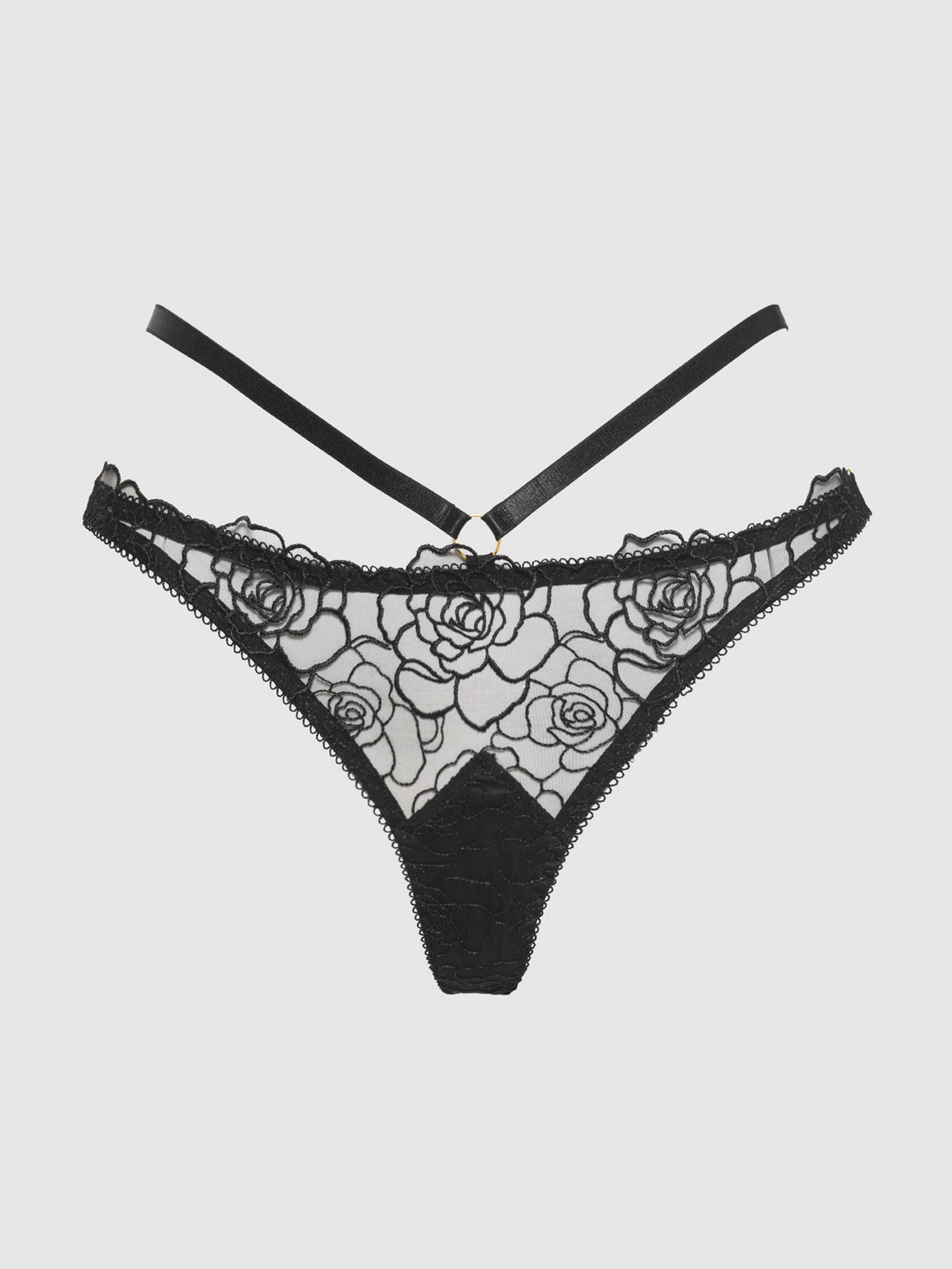 Melrose Embroidered Tanga in Black