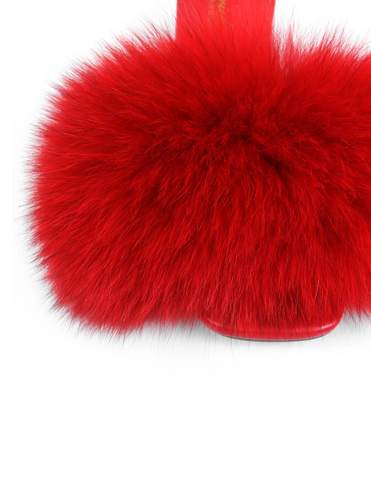 Purr Square Toe Fur Heel in Red