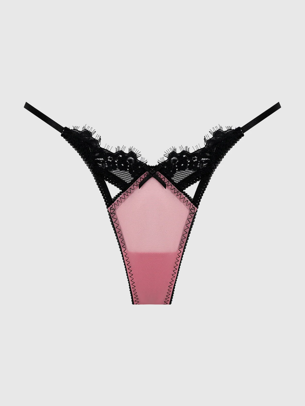 Esme Pleated Chiffon & Lace Thong