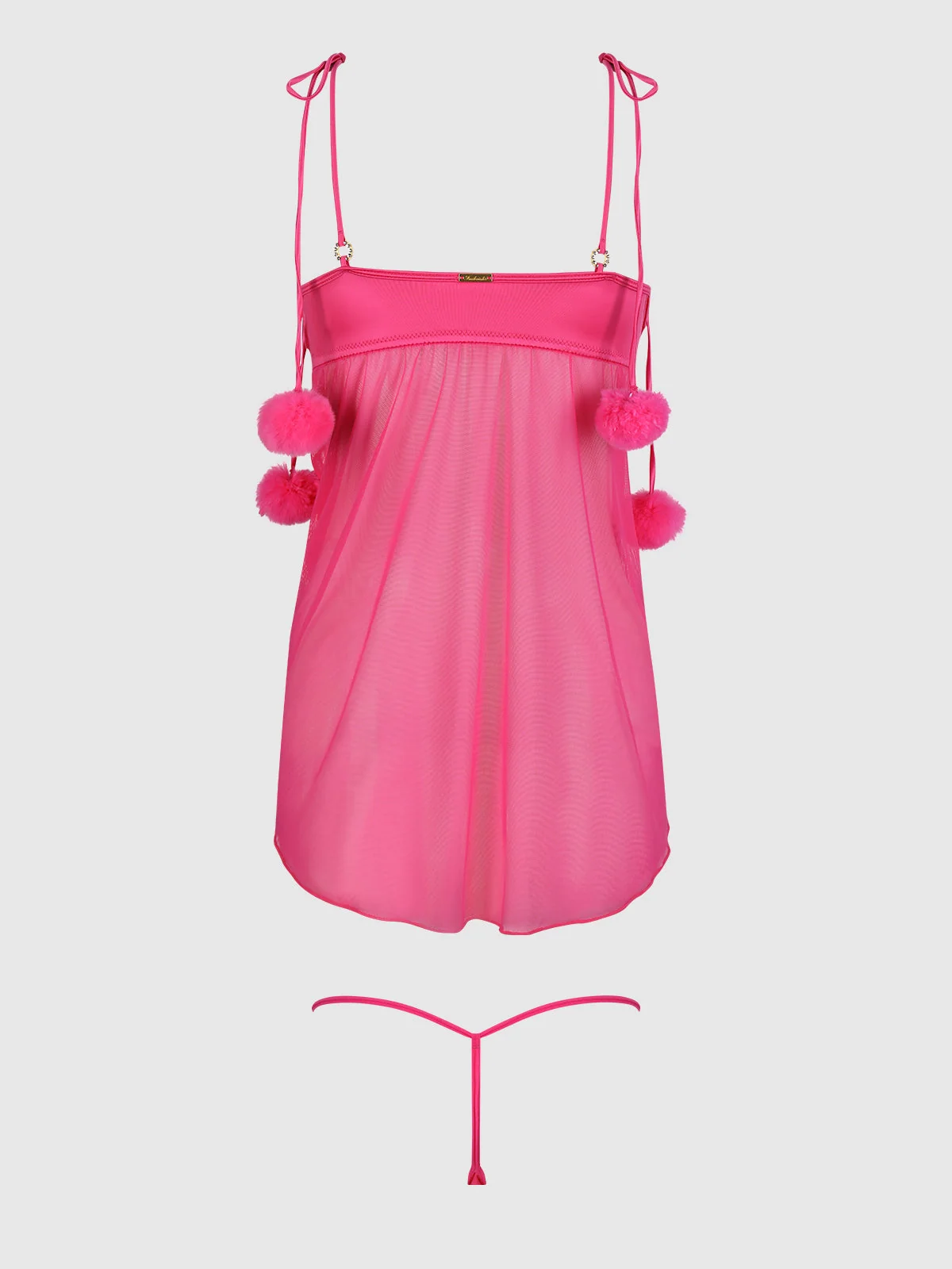 Scarlett Drop Off Open Front Marabou Babydoll 与 G-String
