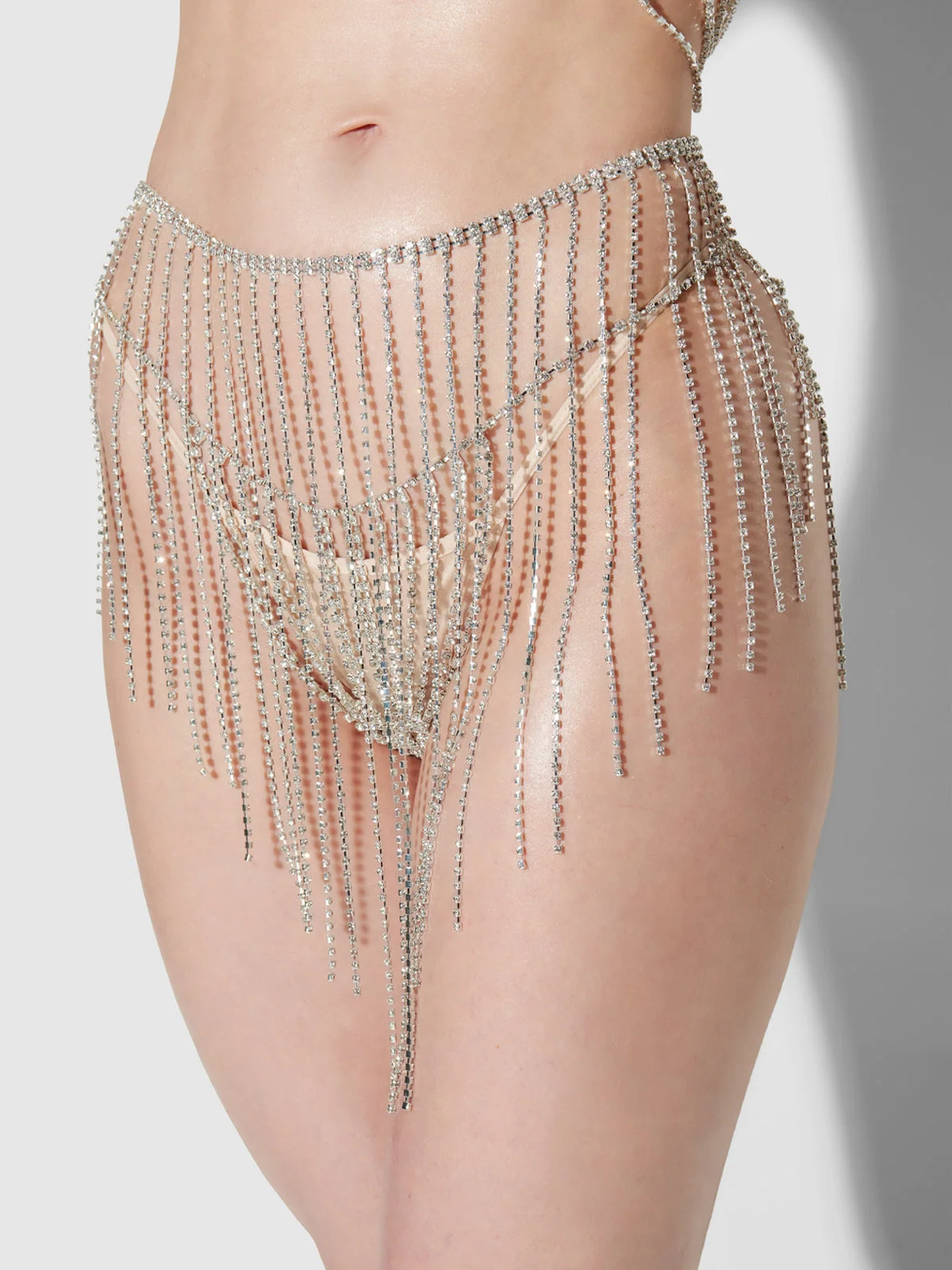 Ziggy Dangle Rhinestone Skirt in Silver