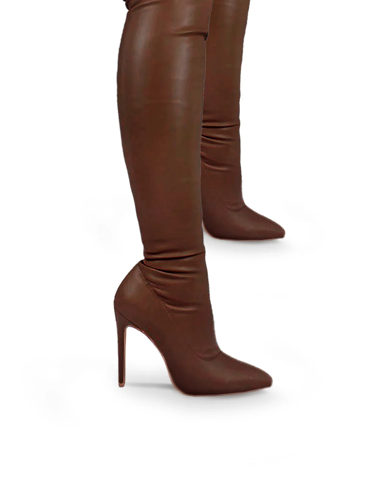 Heidi Stretch Over-the-Knee Boots in Brown Suede with Tie-Back