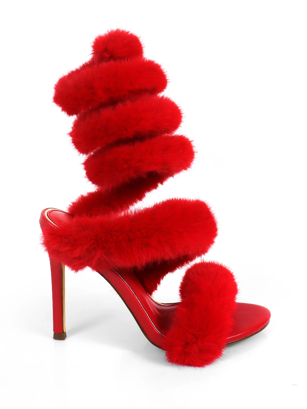 Allure Fluffy Stiletto Sandal in Red