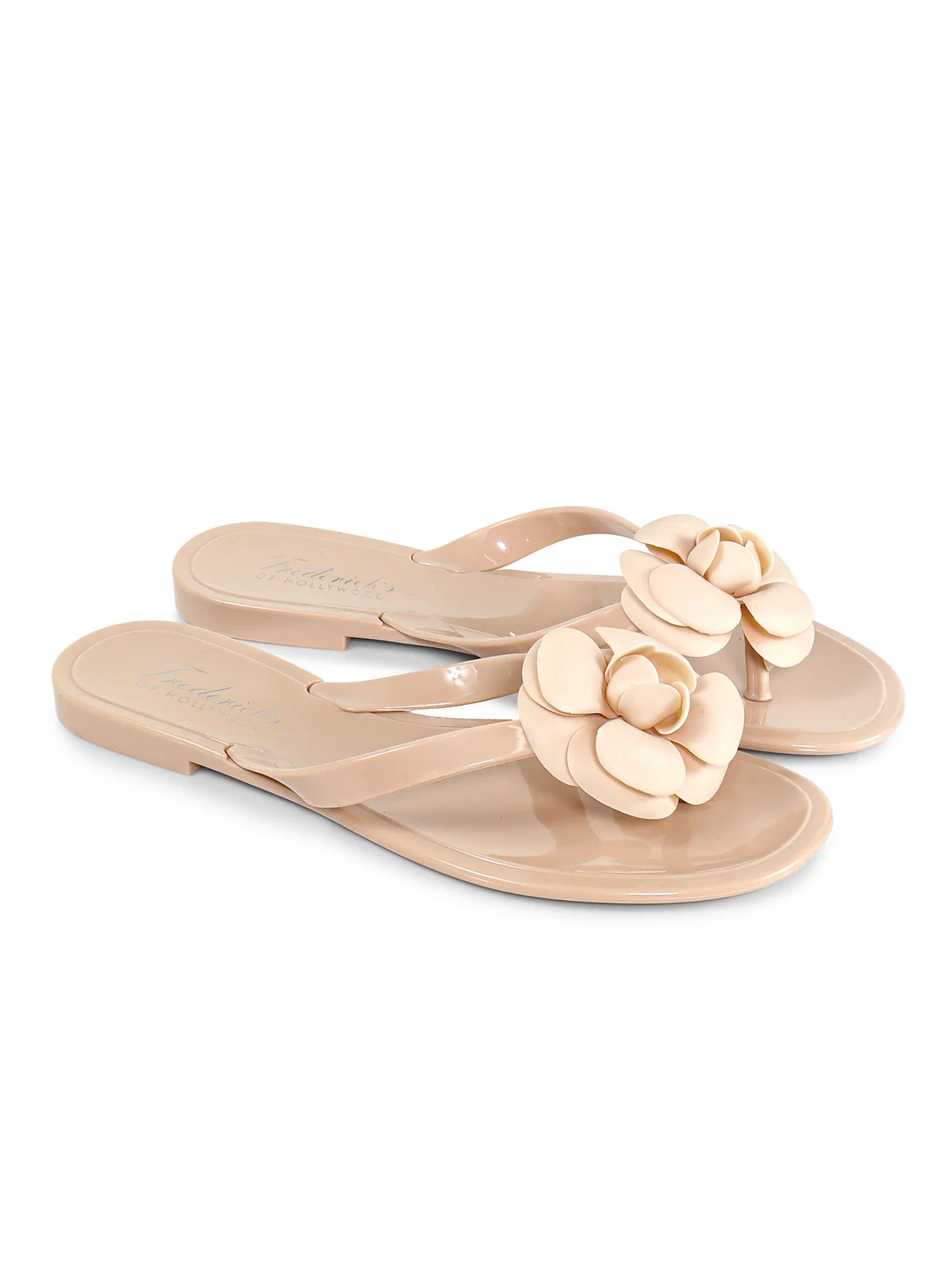 Jelli Camellia Thong Sandals in Nude from Lingerie Shop | Frederick's of Hollywood