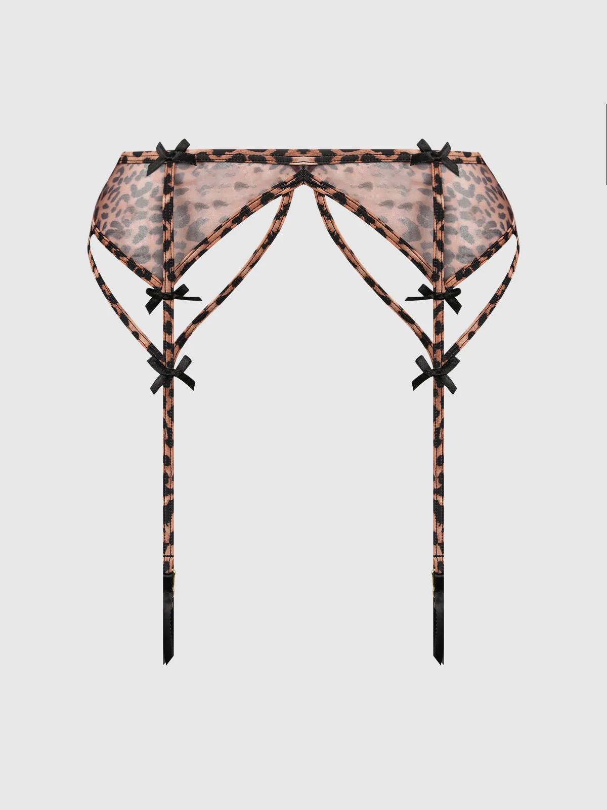 Kaia Leopard Mesh Garter Belt