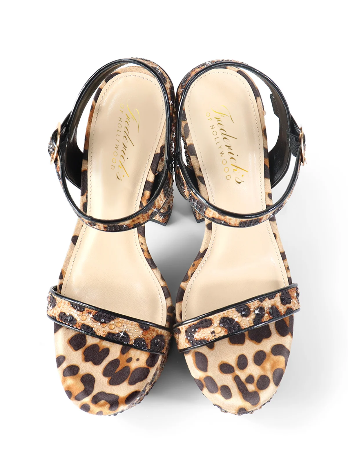 Fabiosa Rhinestone Open Toe Platform Heel in Leopard