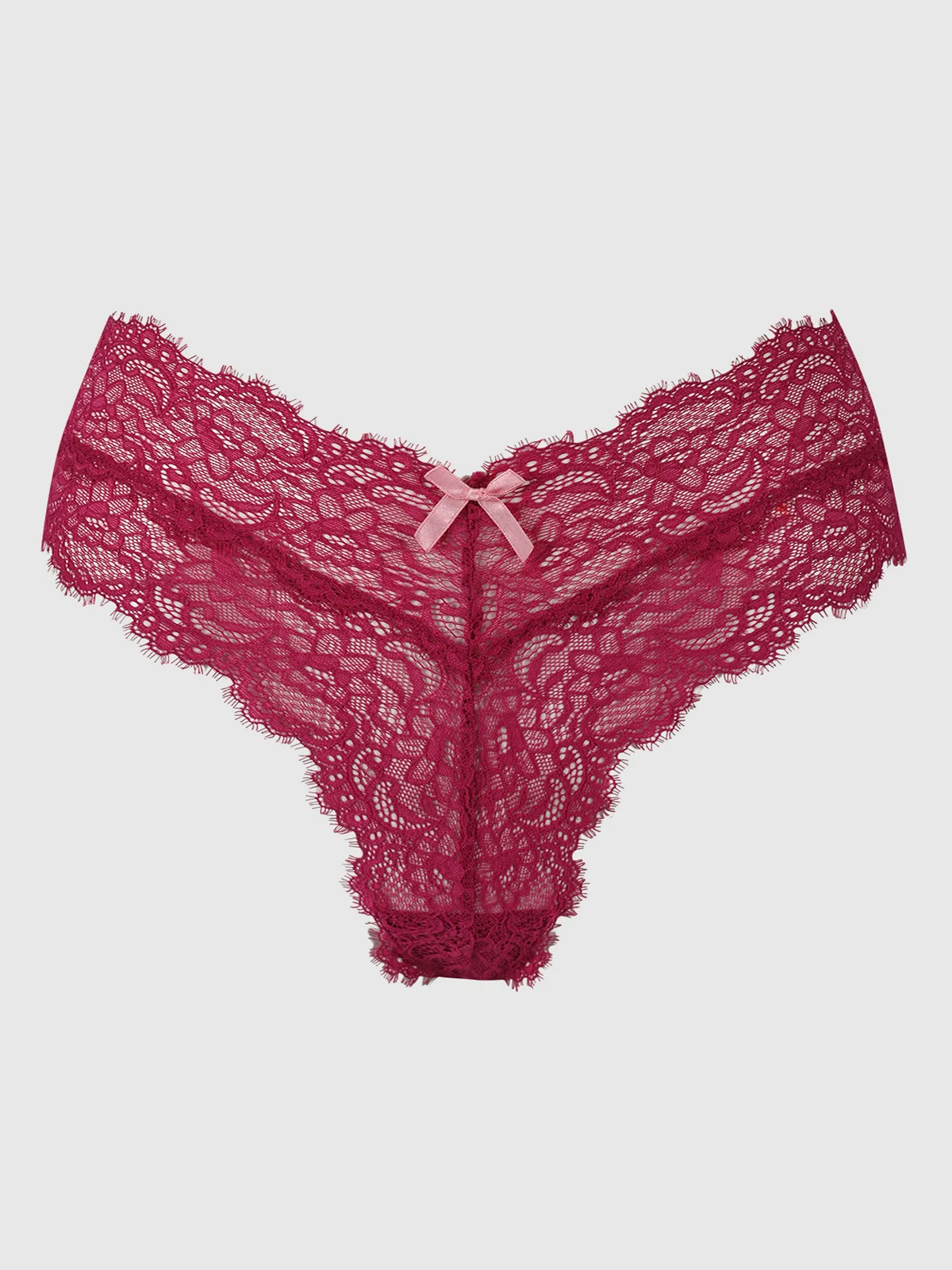 Lulu Lace V Front G-String in Rasberry