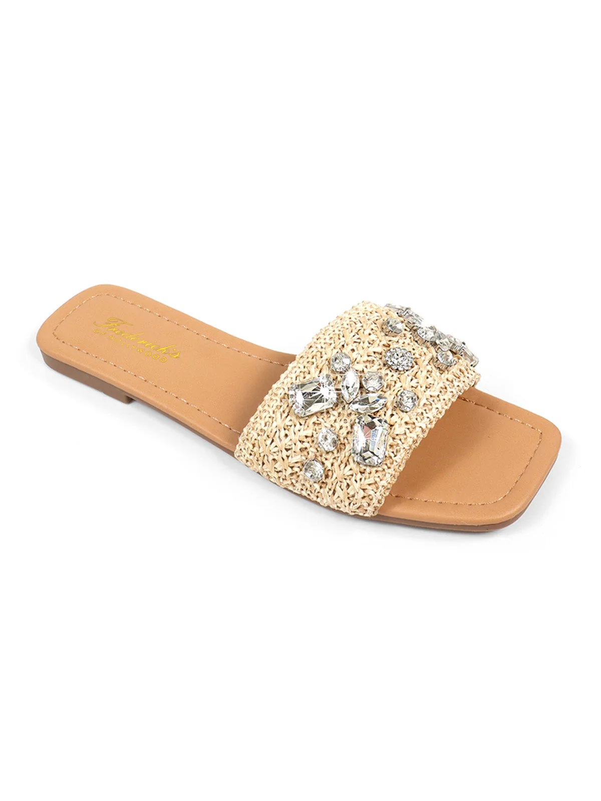 Valli Rhinestone Sandal in Beige with Breezy Raffia