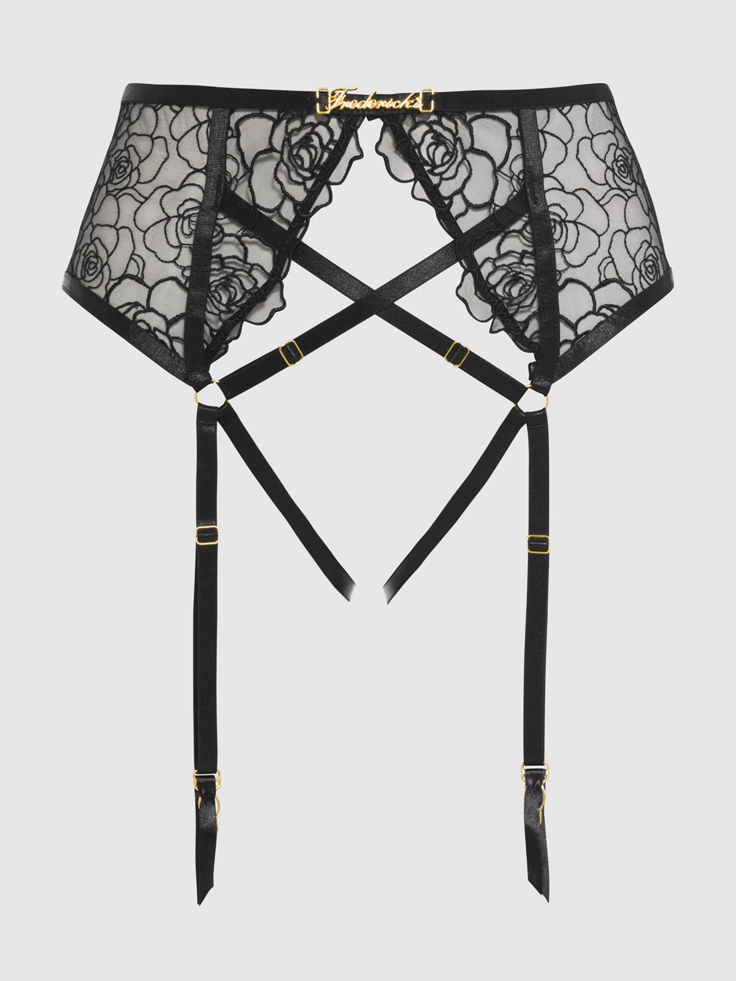 Melrose Embroidered Garter in Black