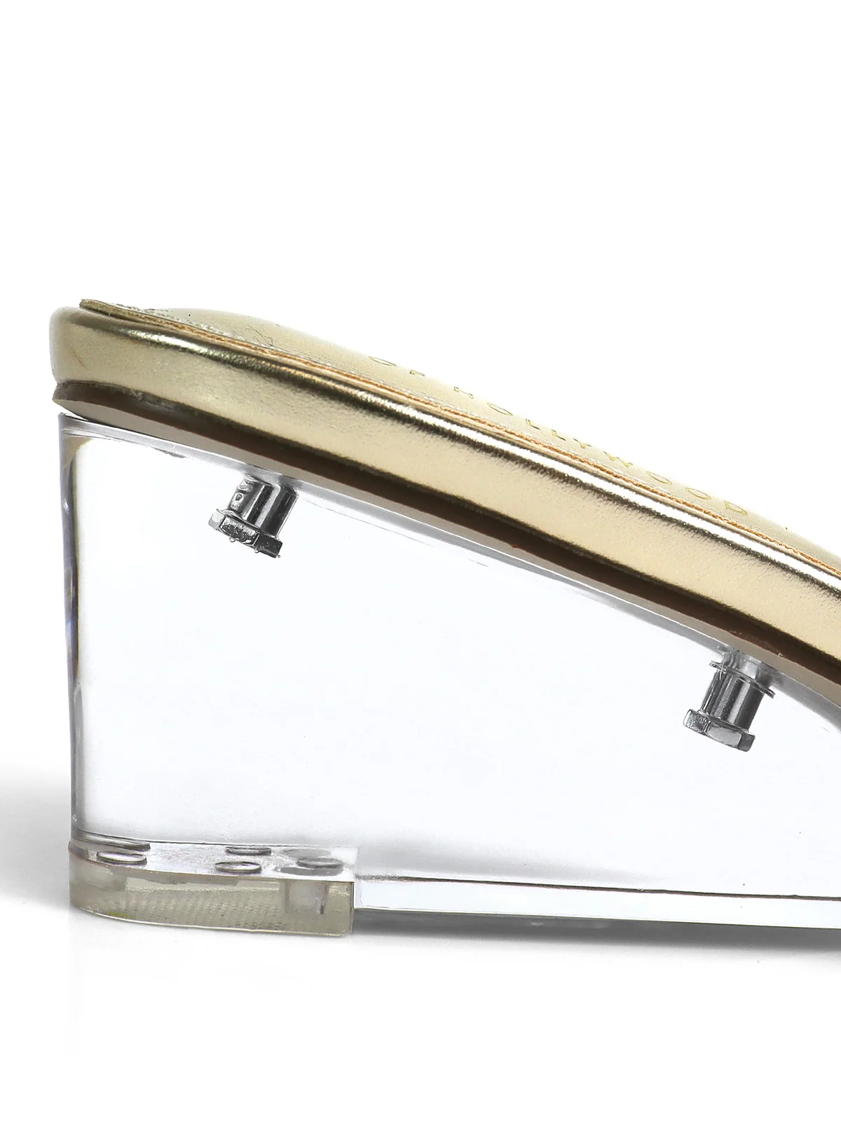 Lora Transparent Mule Wedges in Gold