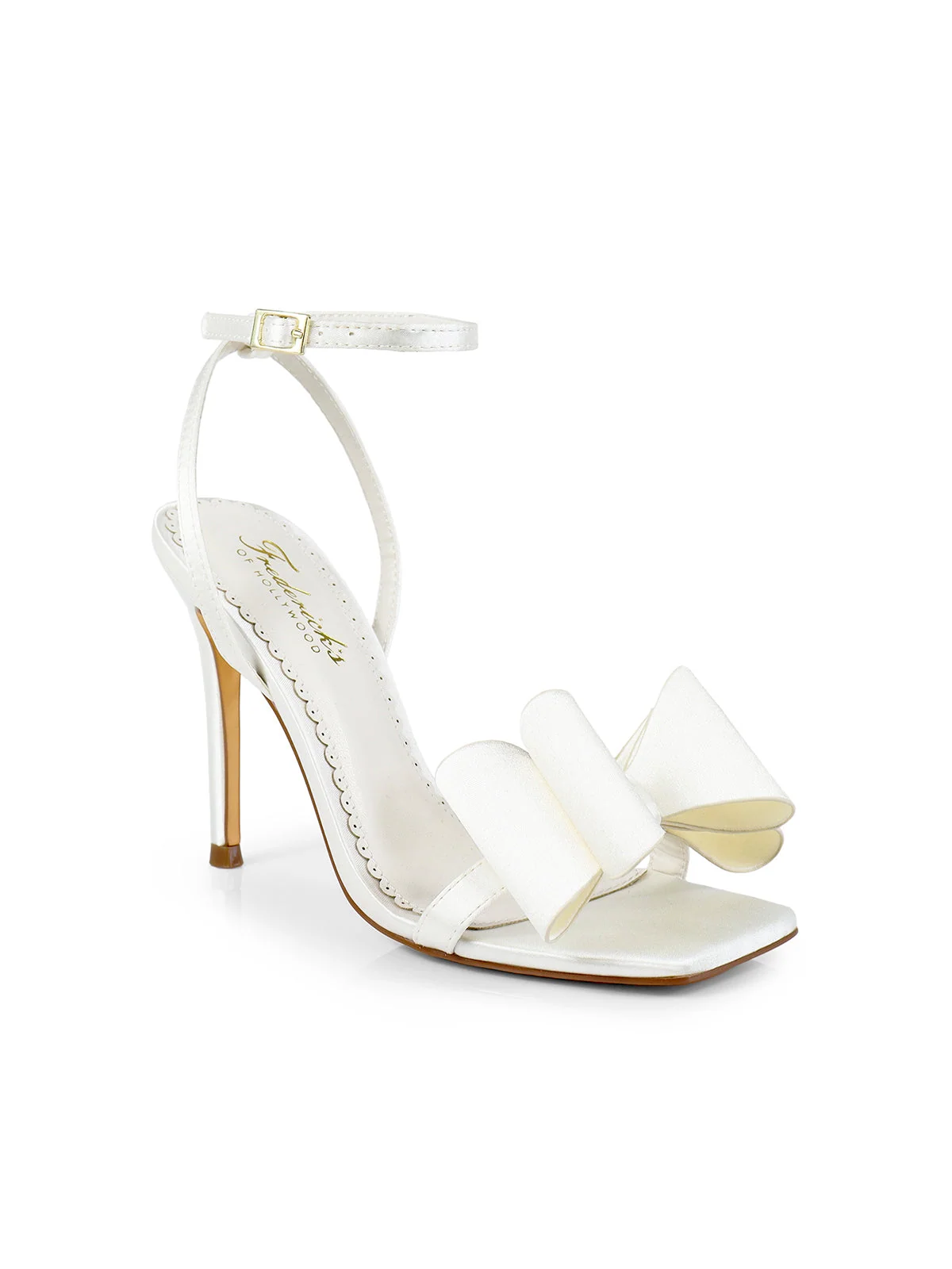 Julienne Bow Heel in Ivory Open-Toe Stiletto
