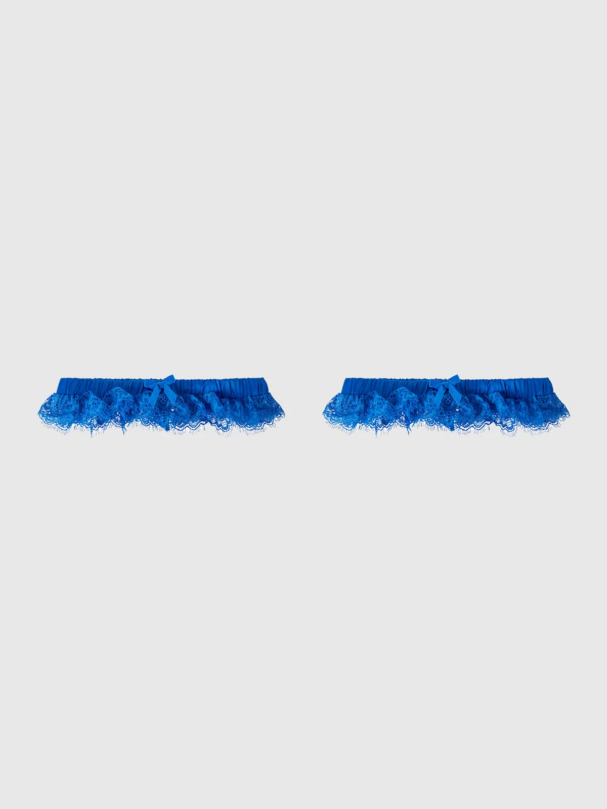 Adelaide Satin & Lace Thigh Garters in Cobalt Blue