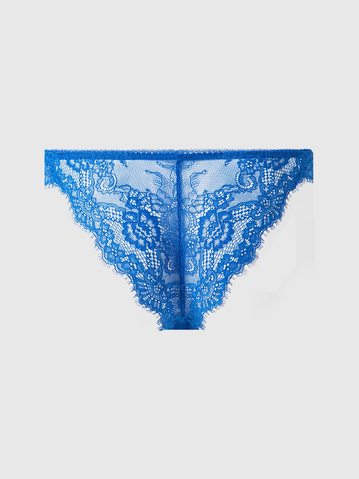 Adelaide Satin & Lace Crotchless Tanga in Cobalt Blue