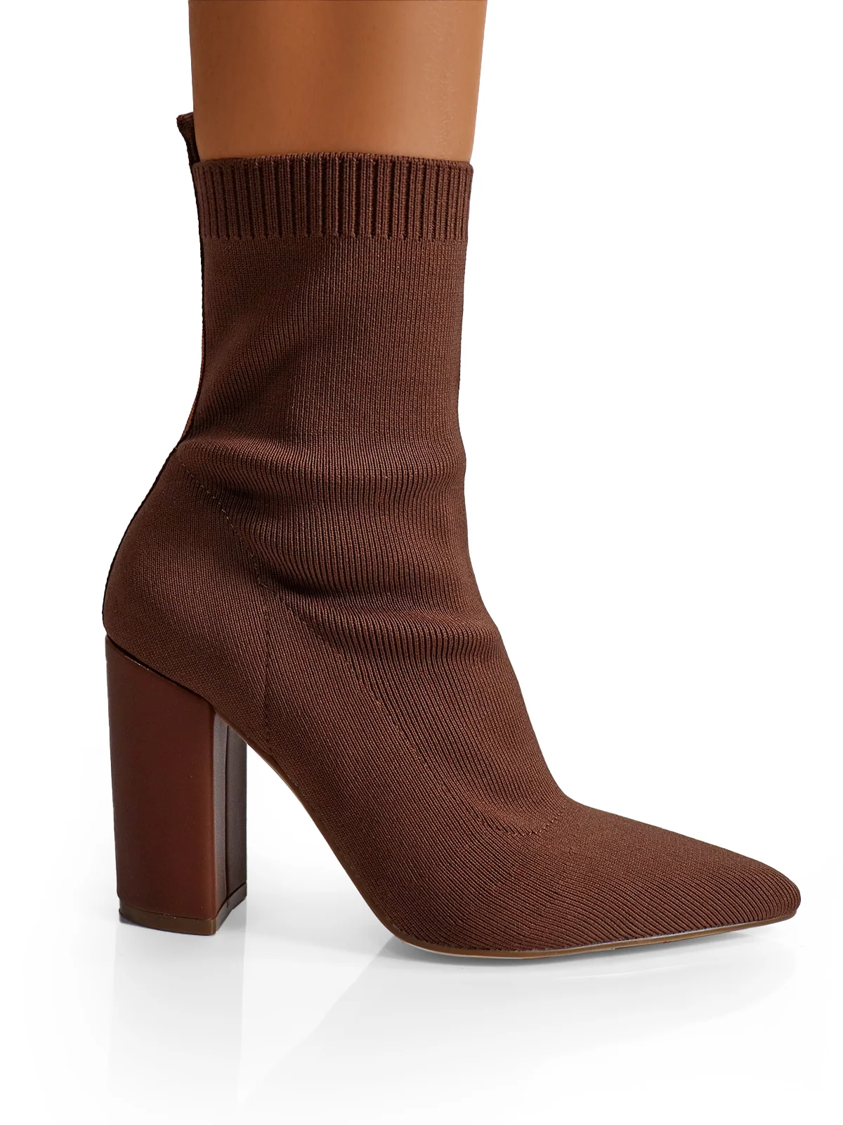 Patty Heeled Ankle Boots in Chocolate With a Pointed Toe