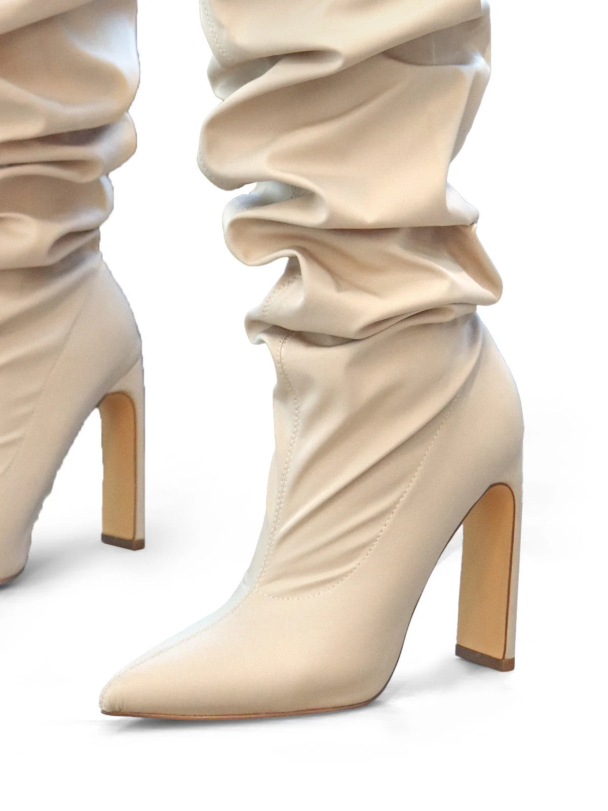 Margaret Over The Knee Boots in Beige with Adjustable Slouch