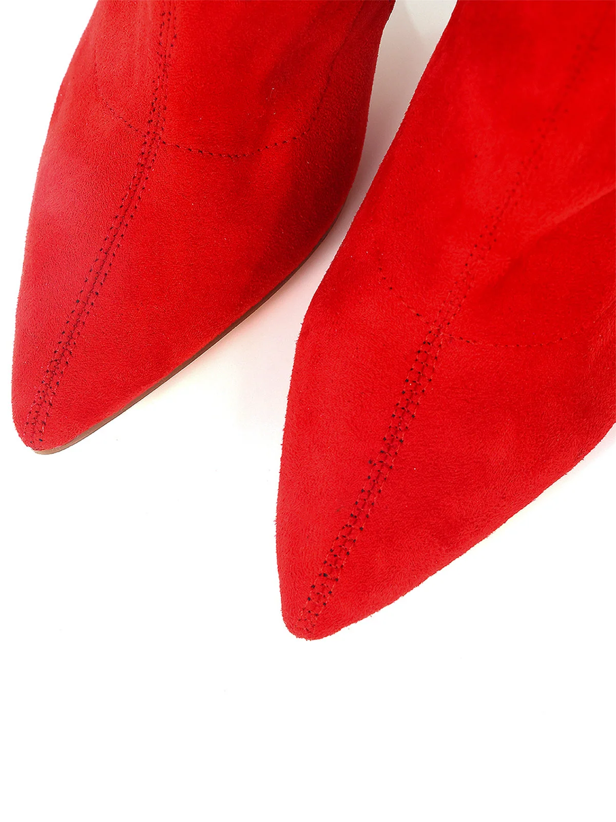 Gisele Stretchy Over-the-Knee Heeled Boots in Red
