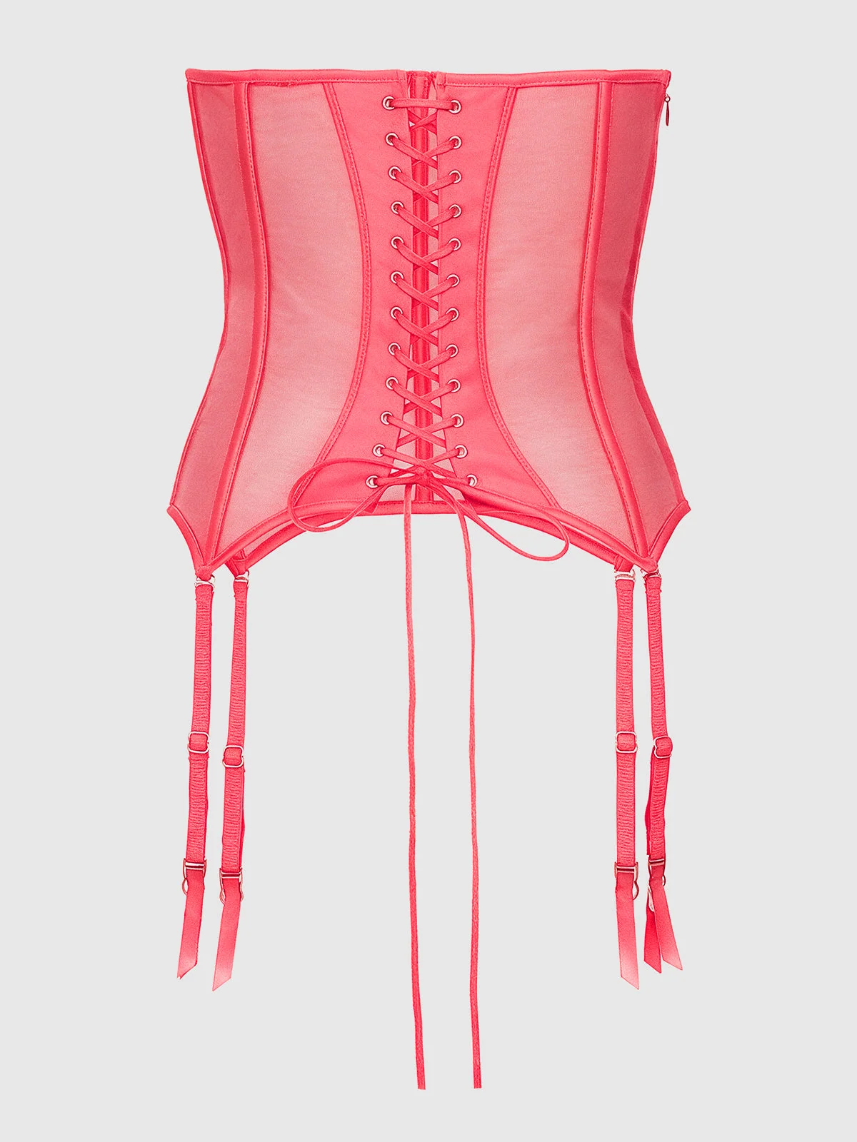 Frederick's of Hollywood Petra Satin Open Cup Corset in Coral