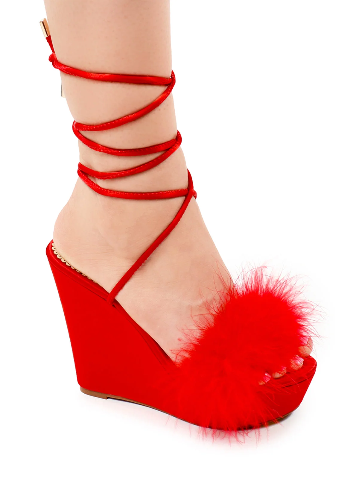 Adriana Feather Wedge in Red