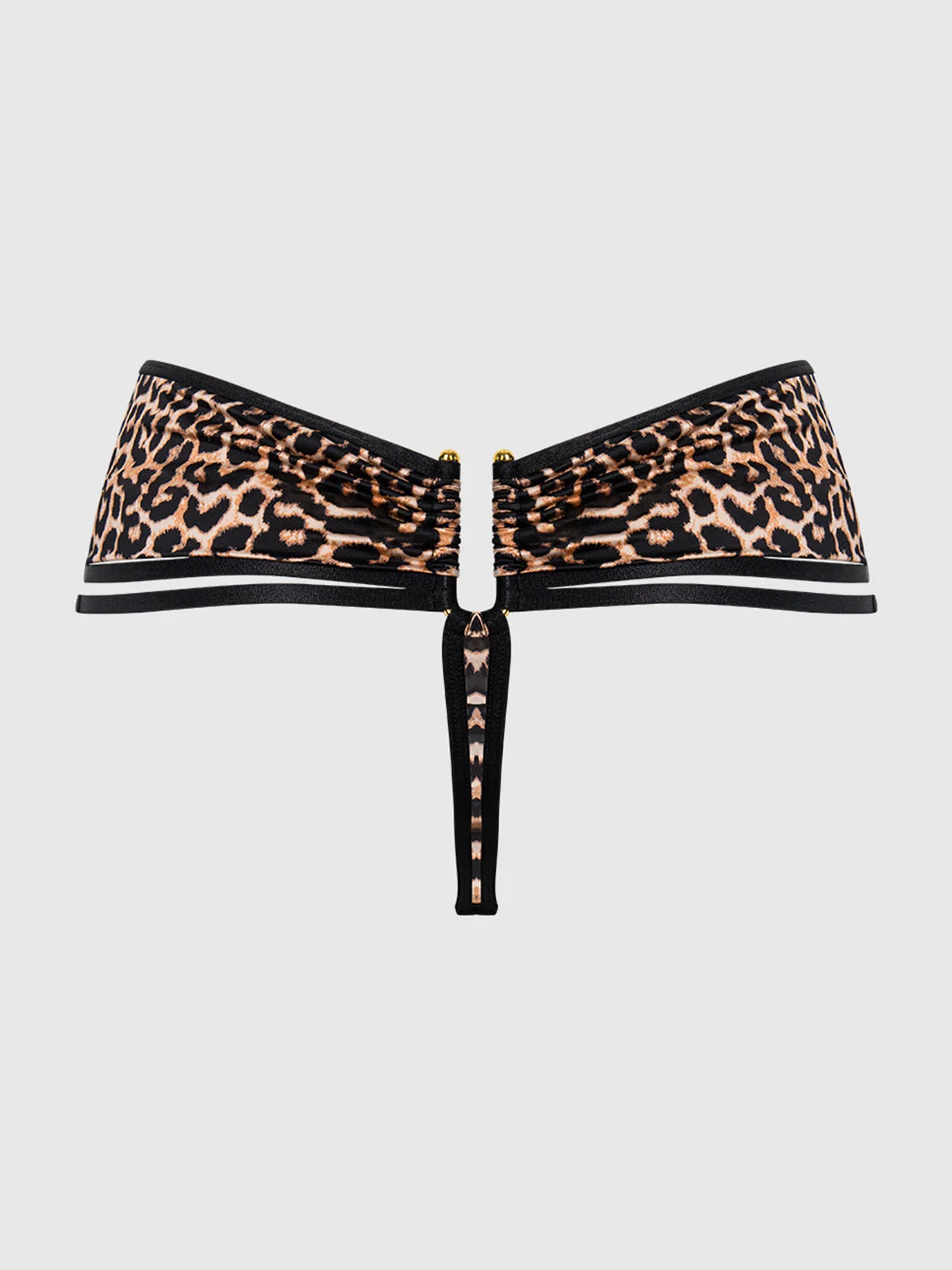 Raven Crotchless Strappy U-Hook Panty Leopard Black