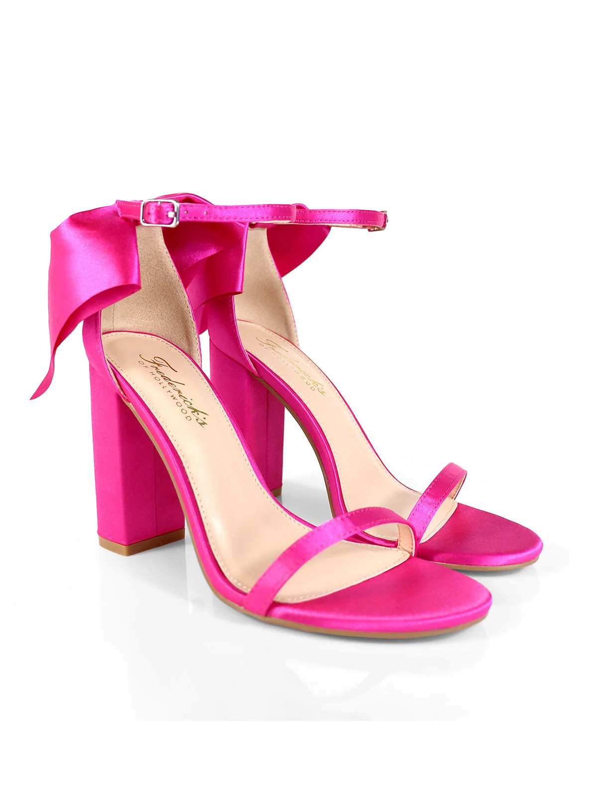 Athena Bow Pump Open-Toe Heel in Hot Pink