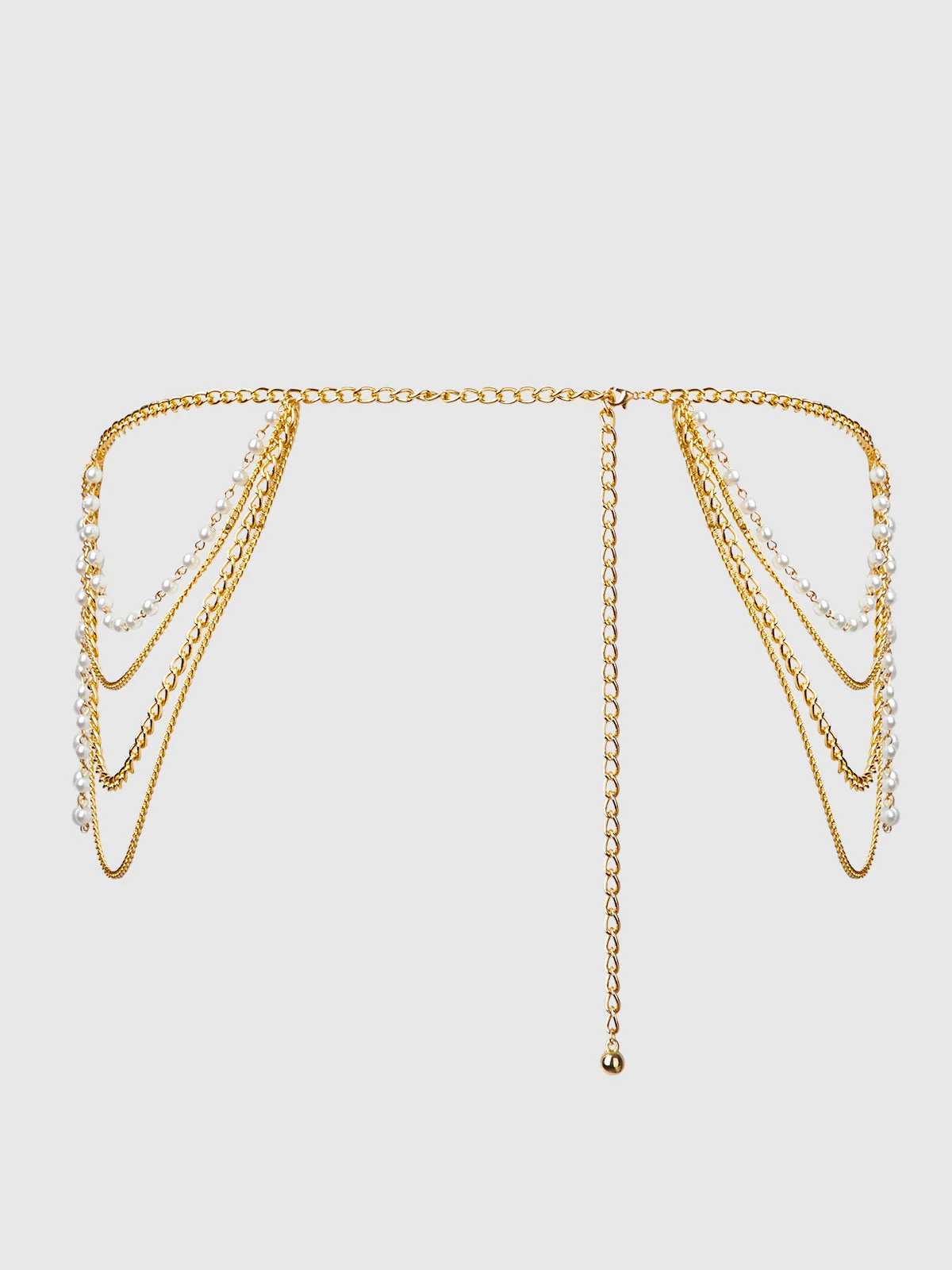 Ziggy Pearl and Gold Chain Draped Garter