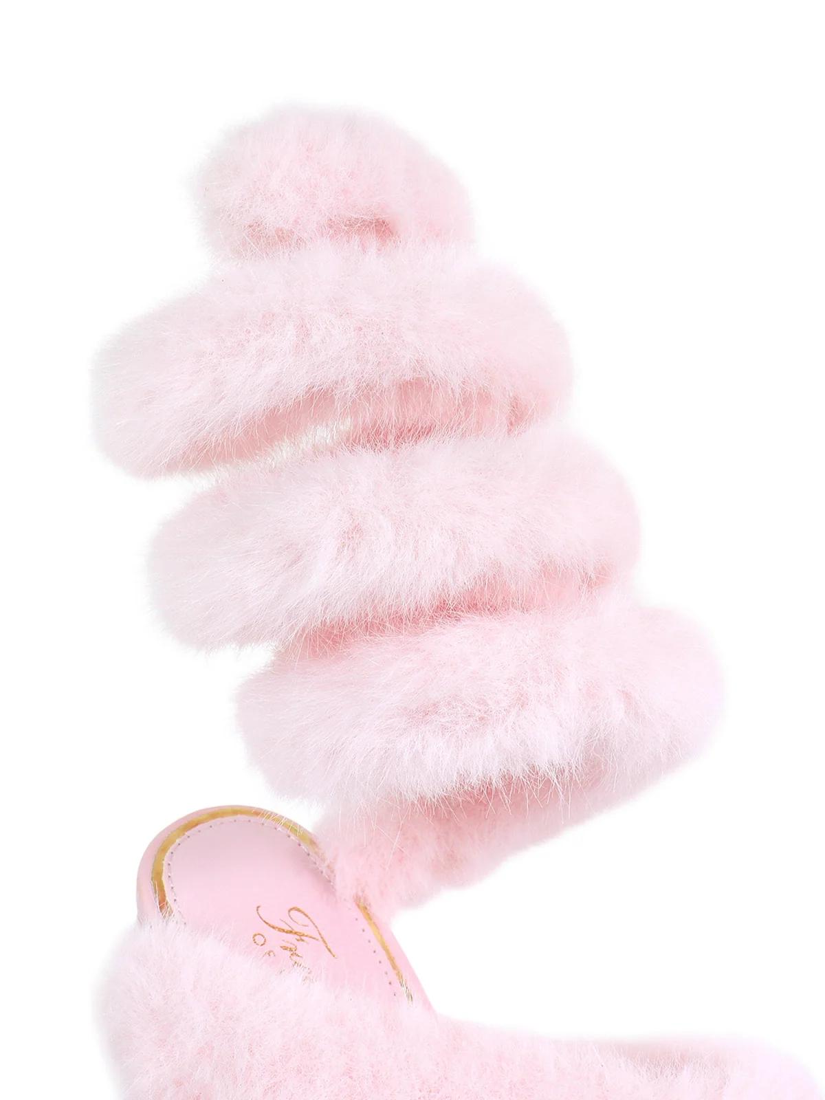 Allure Fluffy Stiletto Sandal in Light Pink