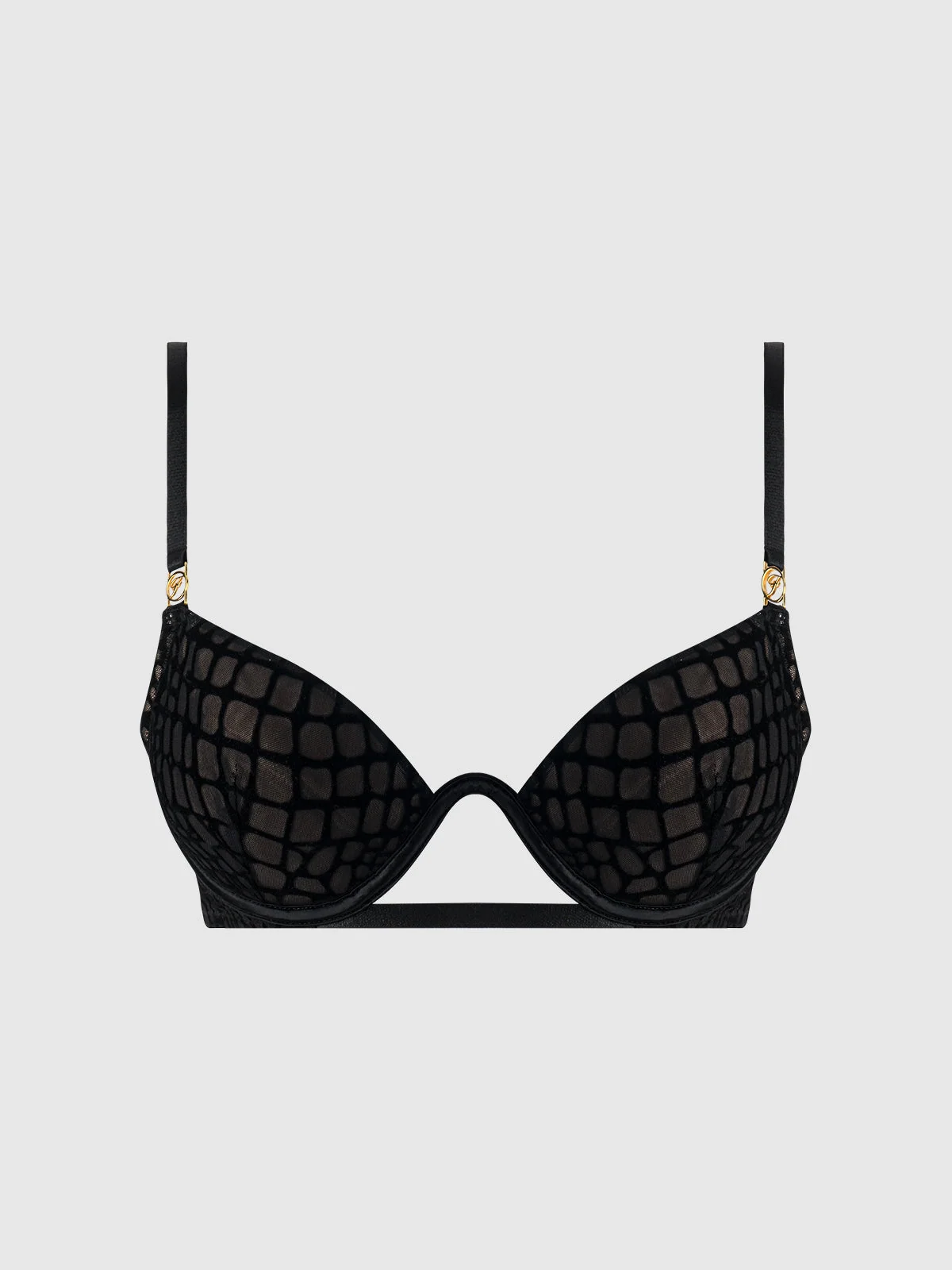 Medusa Snake Velvet Burnout Monowire Bra 黑色