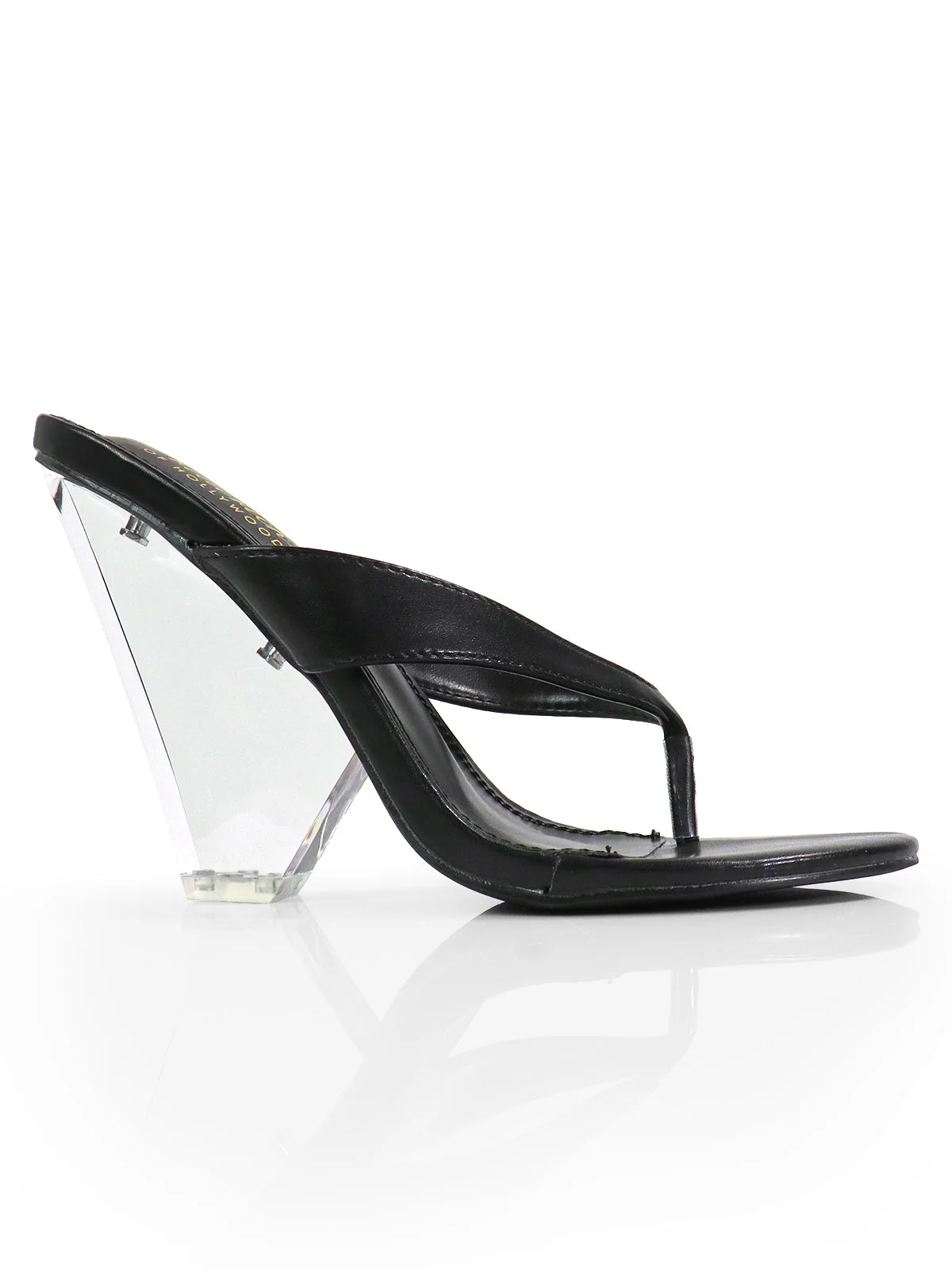 Leila Thong Heel Clear Wedge in Black
