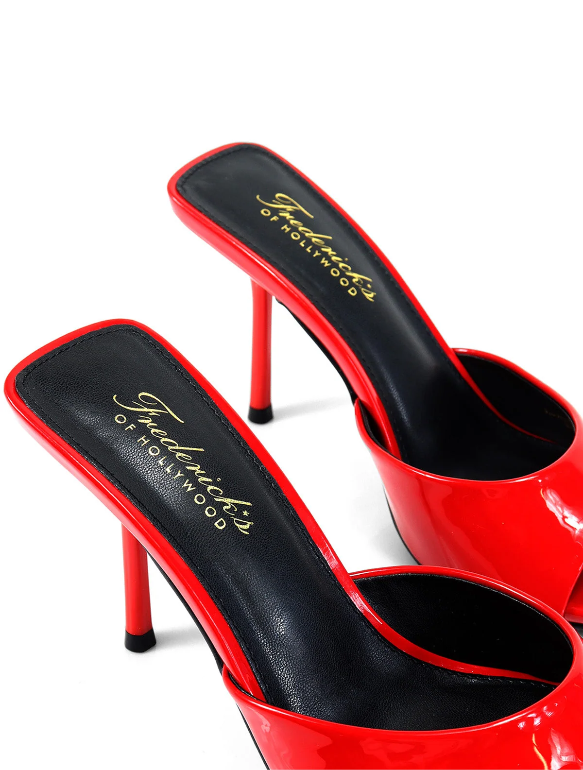 Shanya Peep Toe Mule Heels in Red