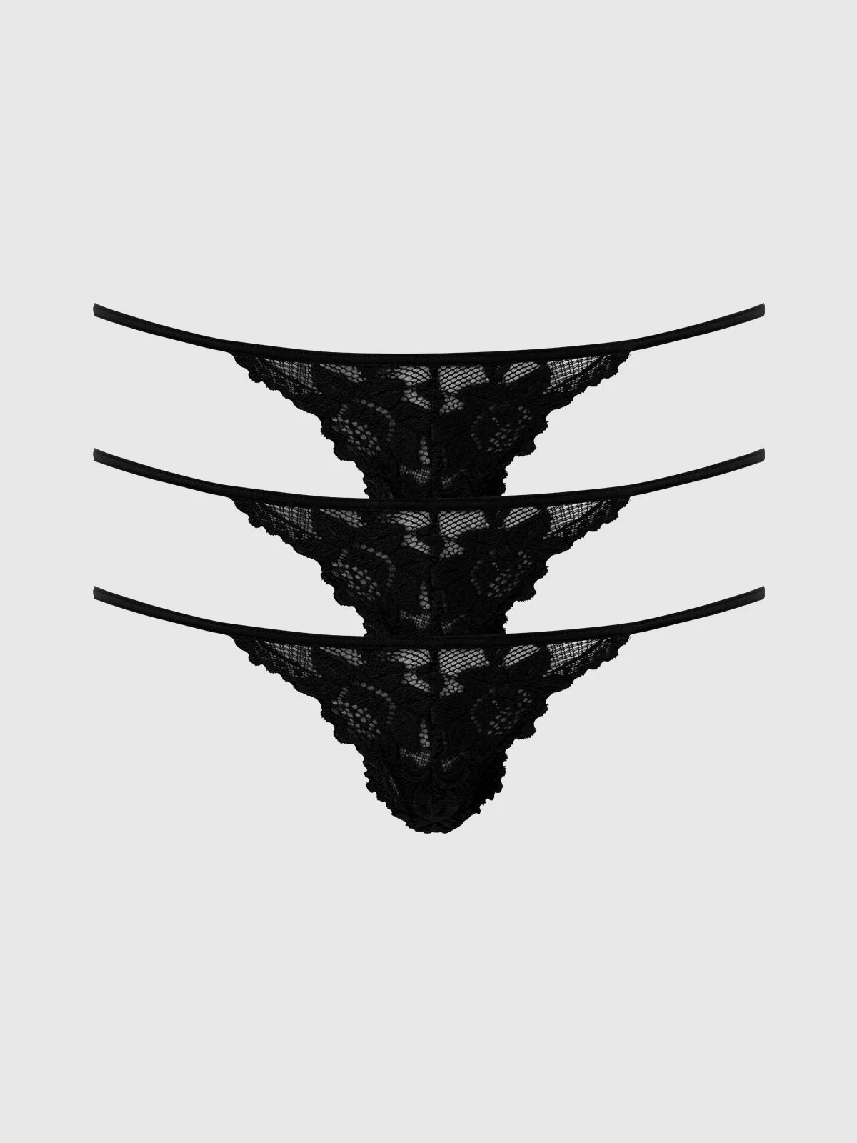 Jessica Lace Mini G-String 3 Pack in Black
