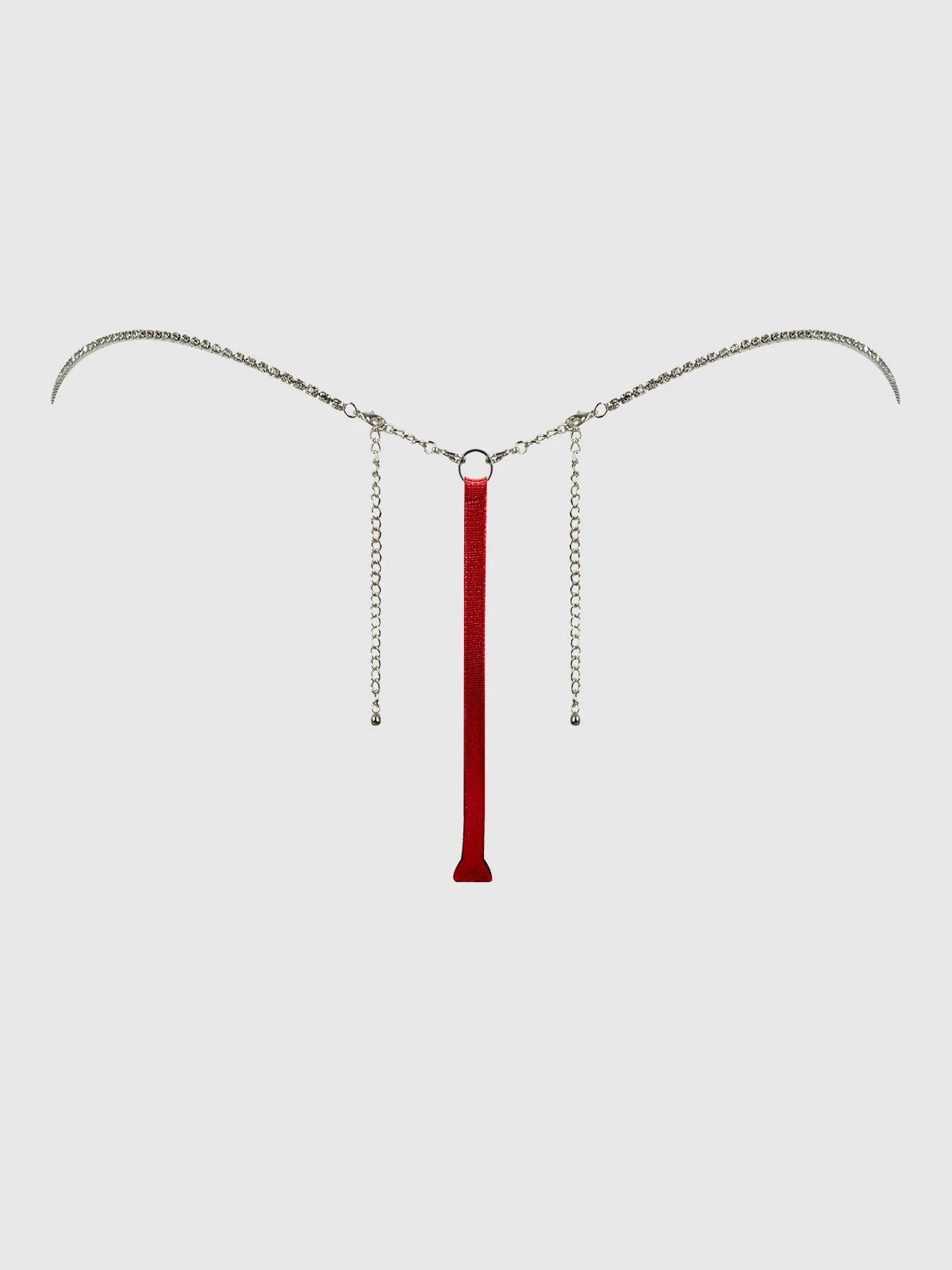 Petra Rhinestone Side Satin G-String in Jester Red