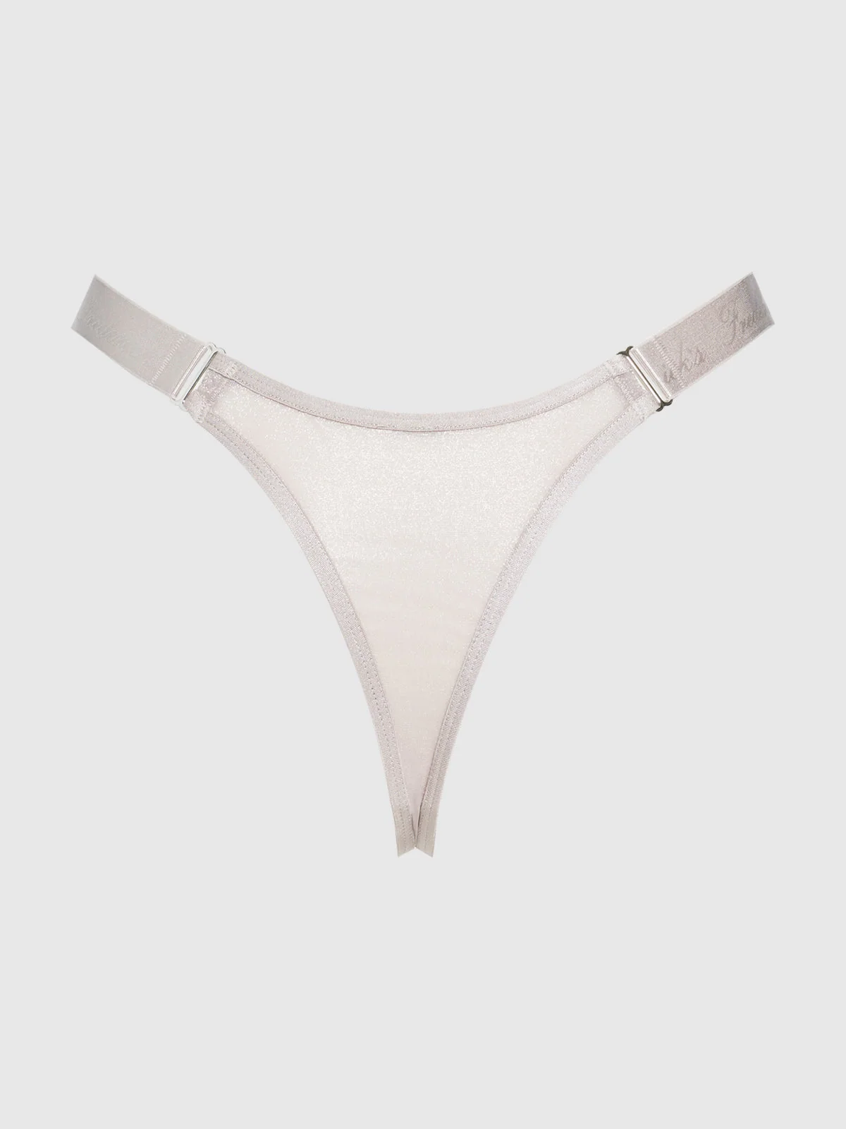 Pia Elastic Side Mesh Thong in Silver Grey