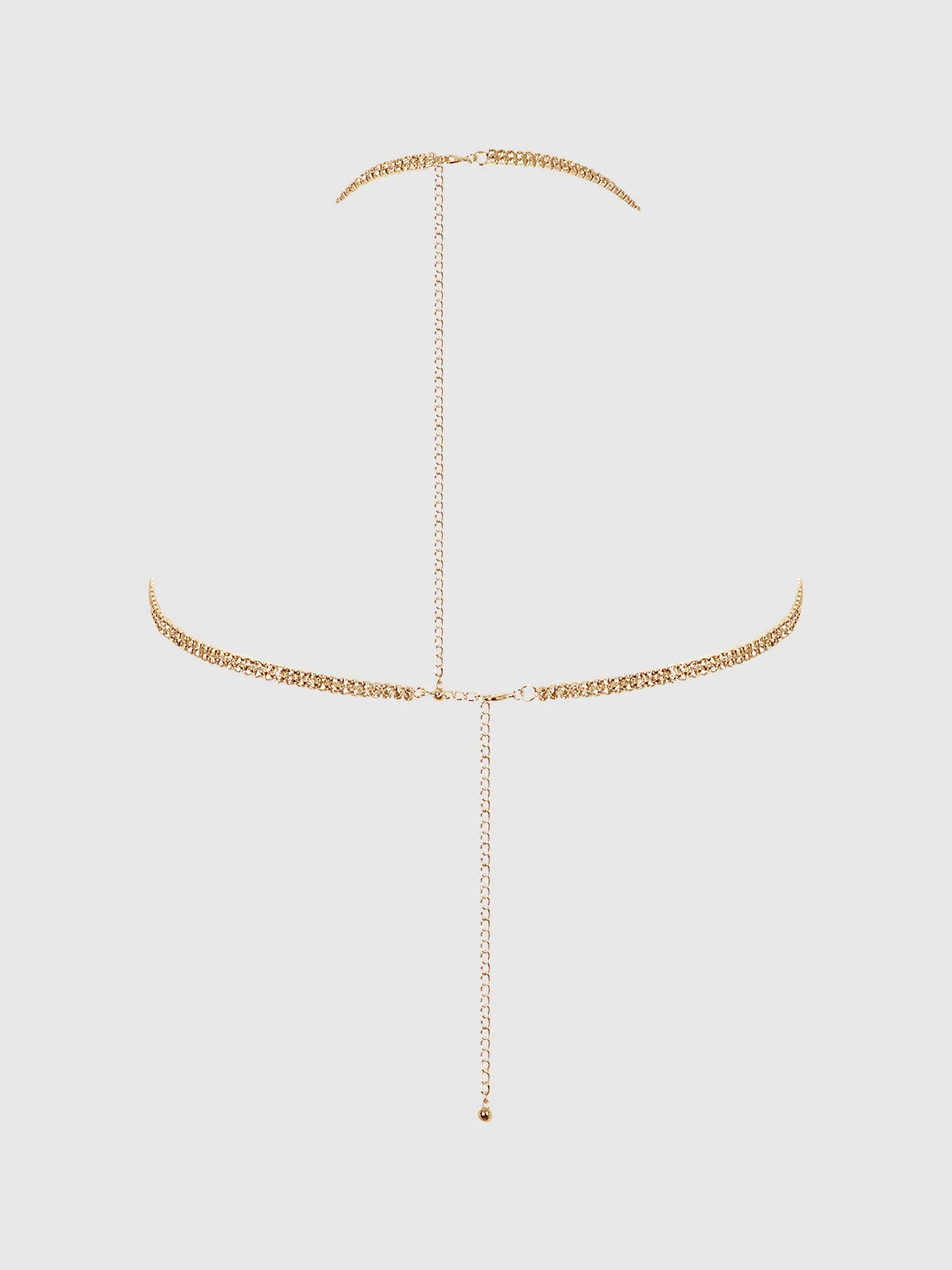 Ziggy Rhinestone Dangle V-Neck Bra in Gold