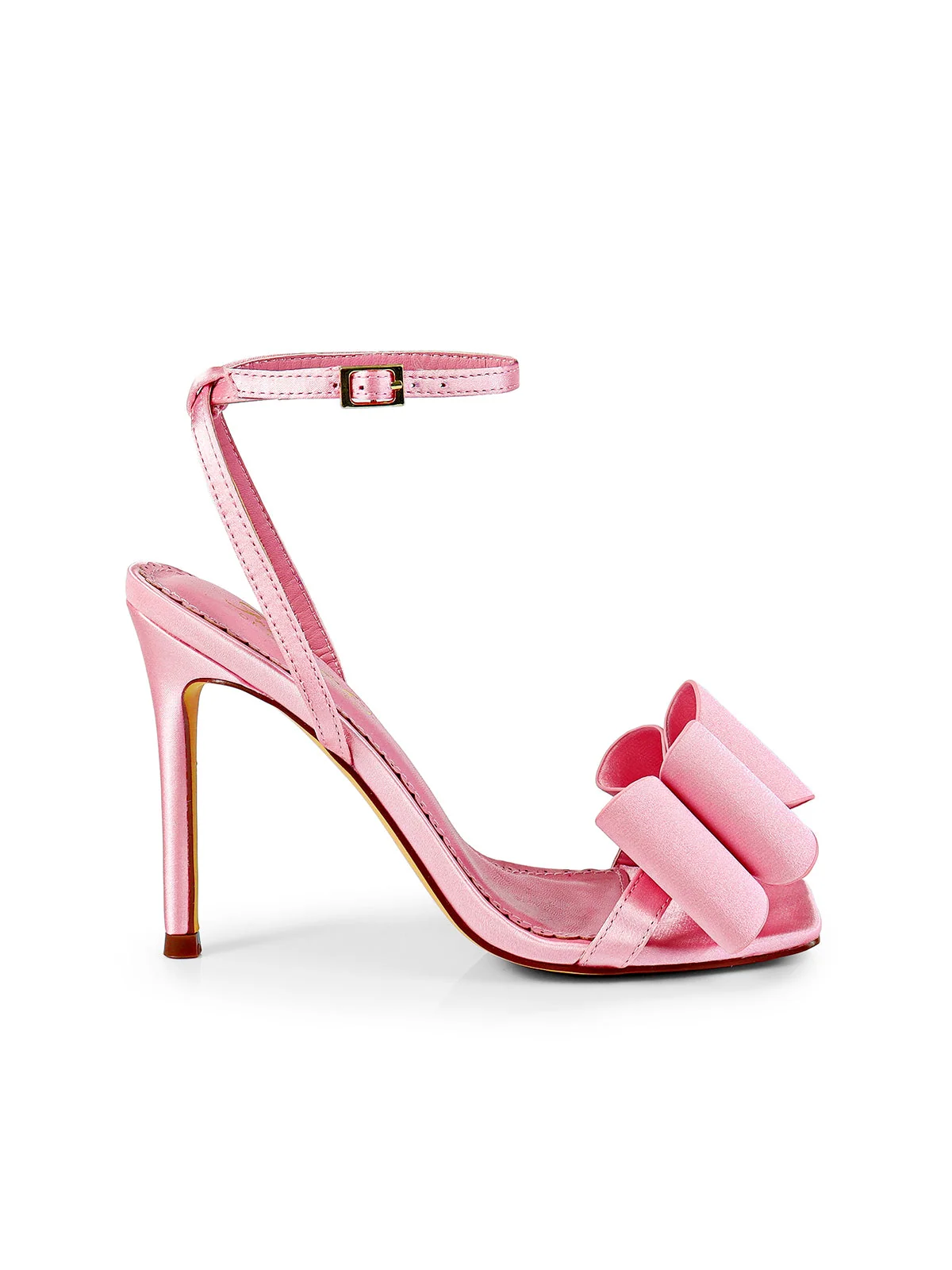 Julienne Bow Heel in Pink Open-Toe Stiletto