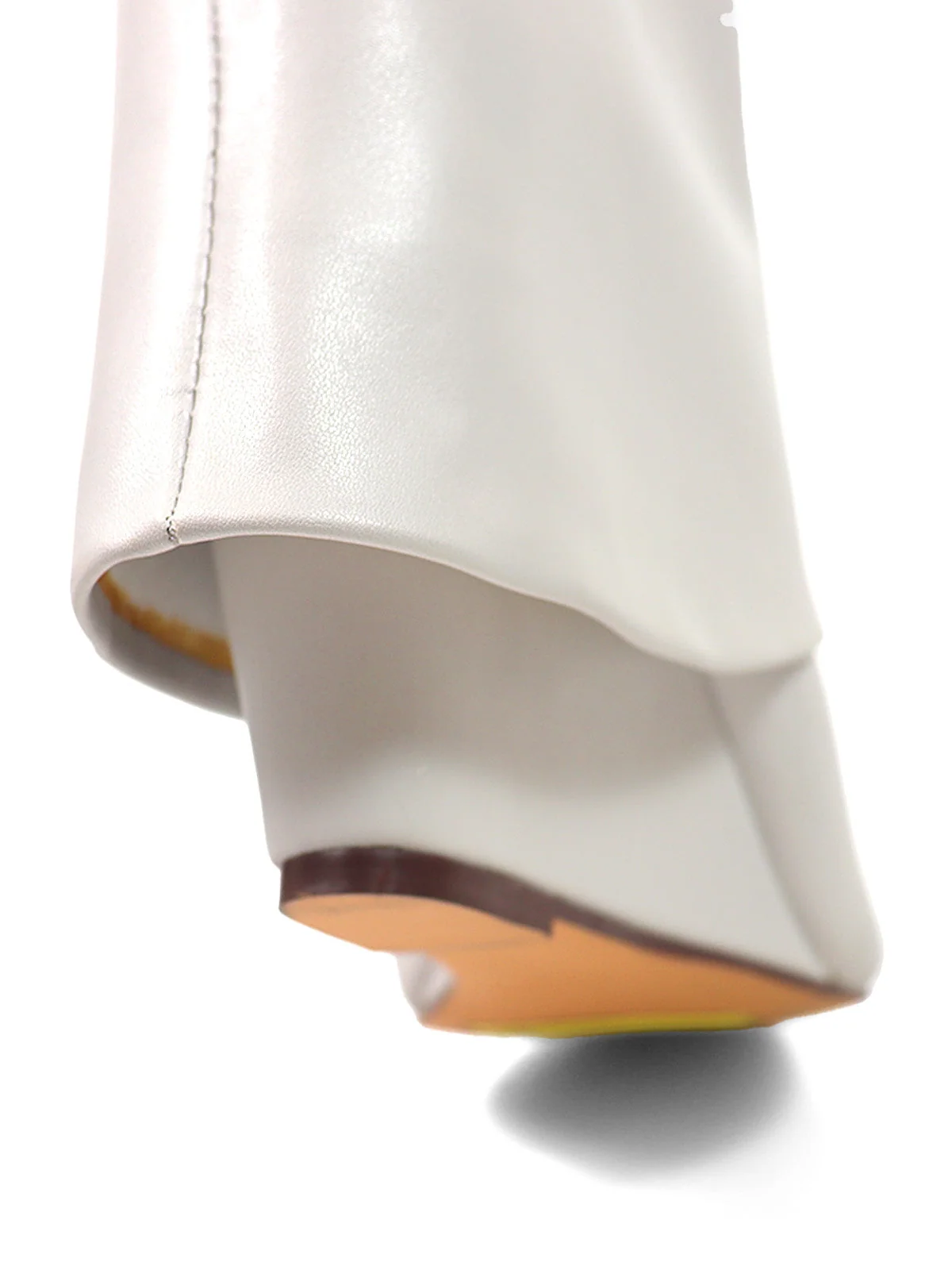 Frederick's of Hollywood Maria Drape Over Knee Wedge Boots in Bone PU