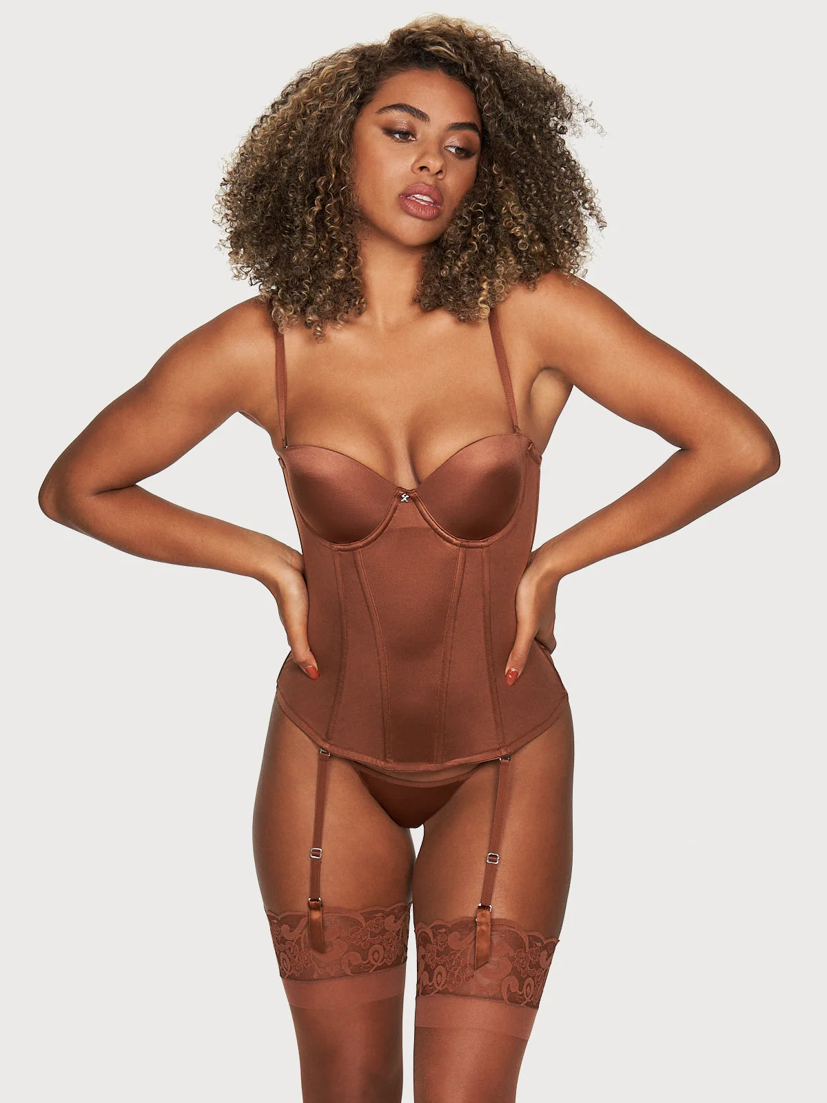 Hollywood Exxtreme Corset in Coco with Detachable Straps