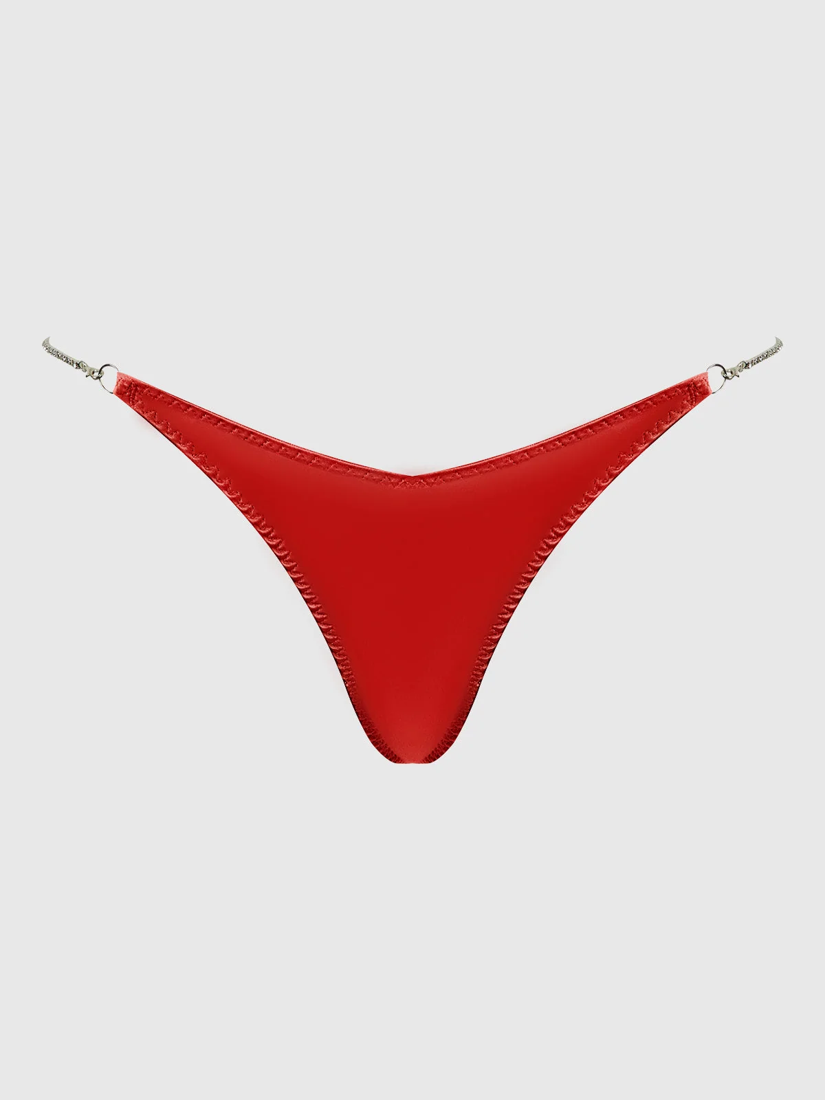 Petra Rhinestone Side Satin G-String in Jester Red