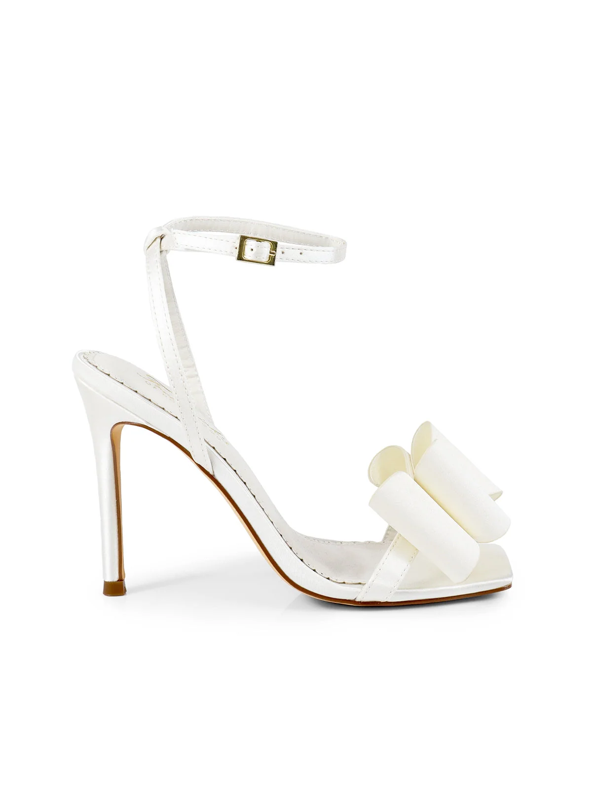 Julienne Bow Heel in Ivory Open-Toe Stiletto