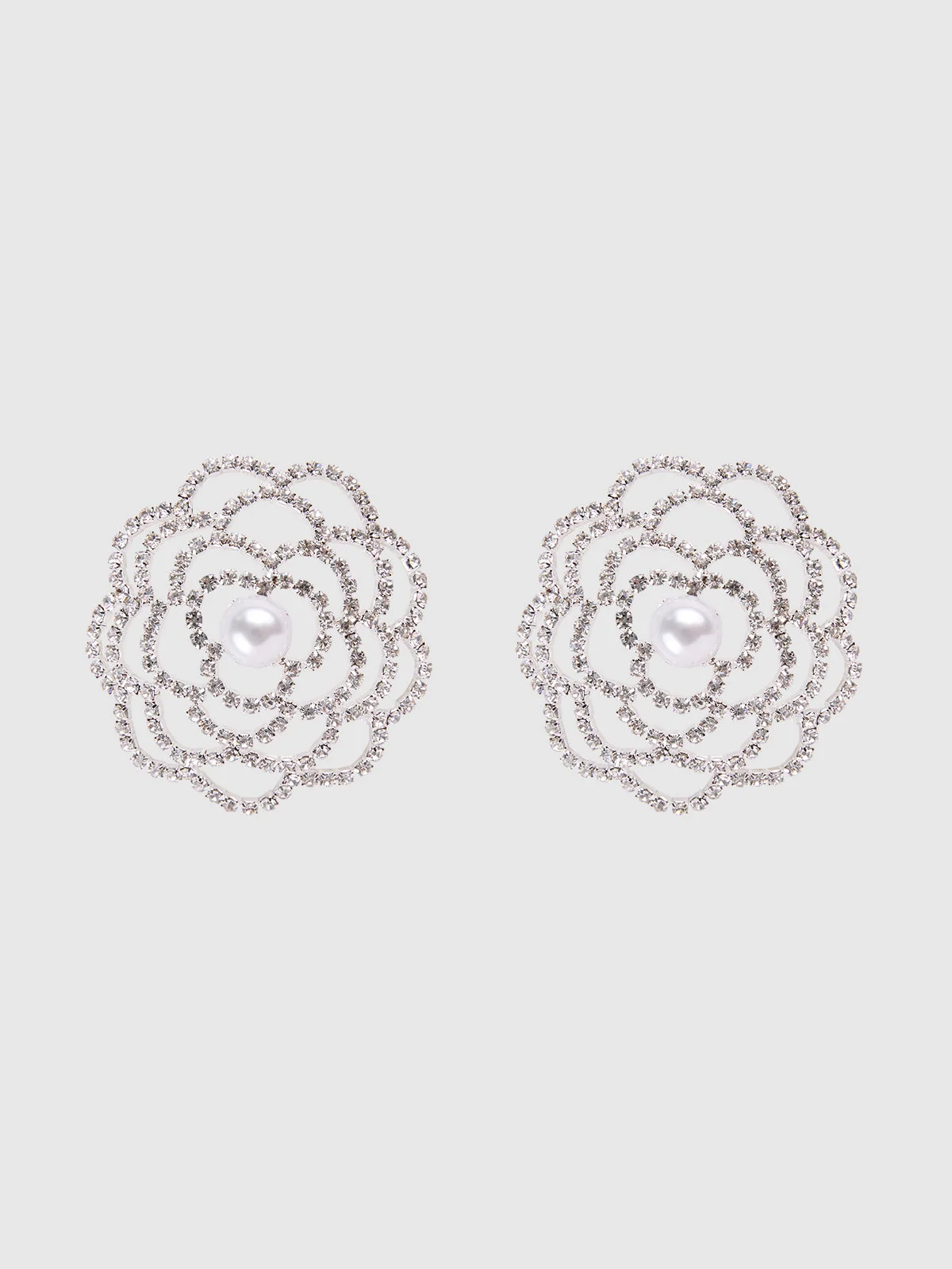 Rhinestone and Pearl Floral Pasties in Silver Pearl