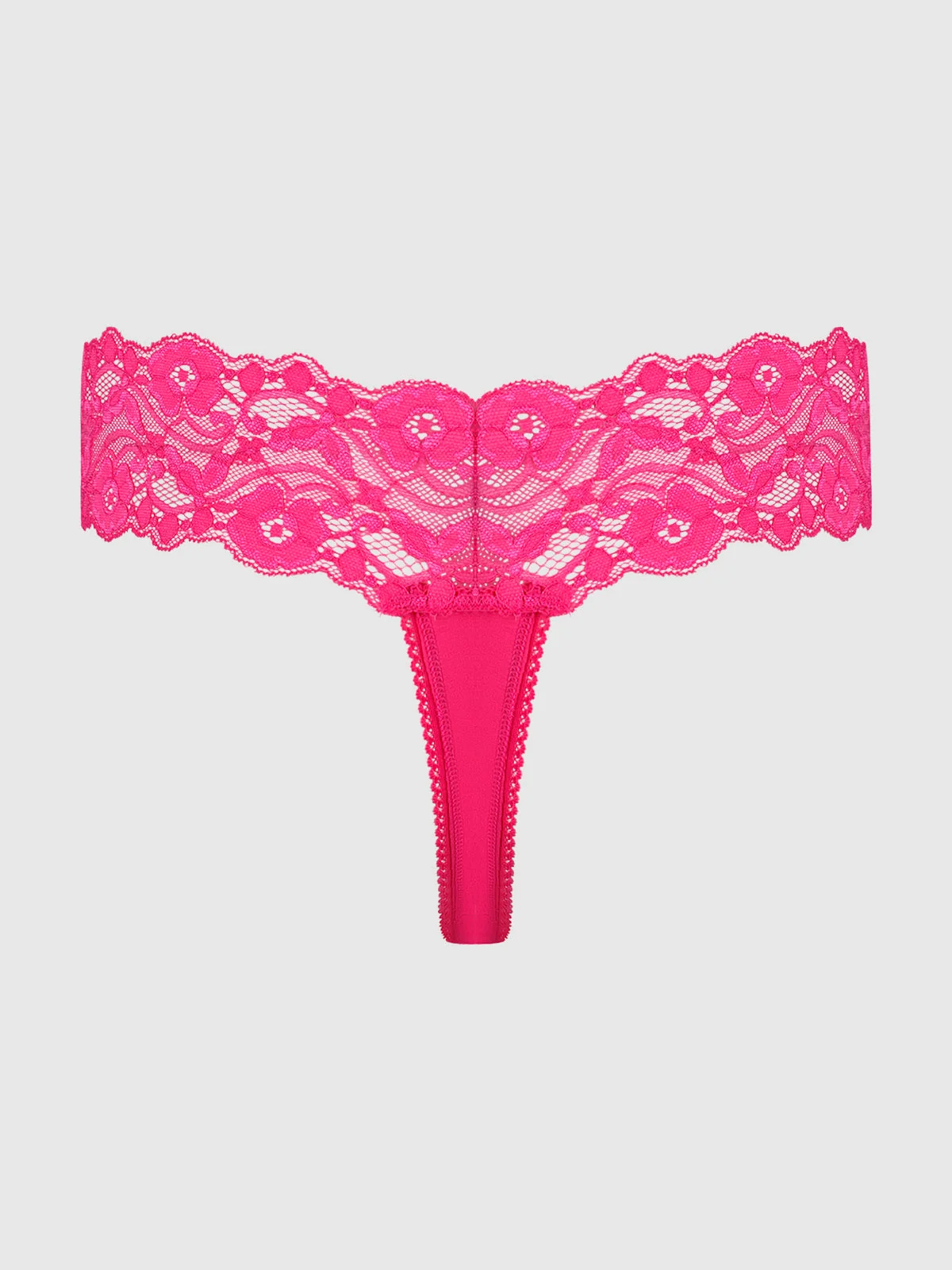 Bridget Stretch Cotton and Lace Thong in Pink Dragon