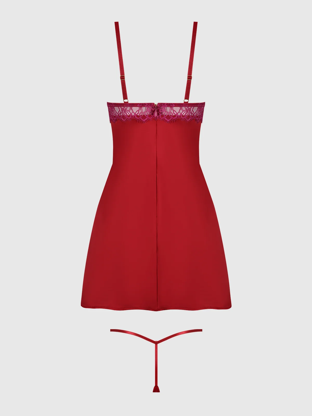 Rosalind Babydoll Set in Lace and Satin with Matching G-String