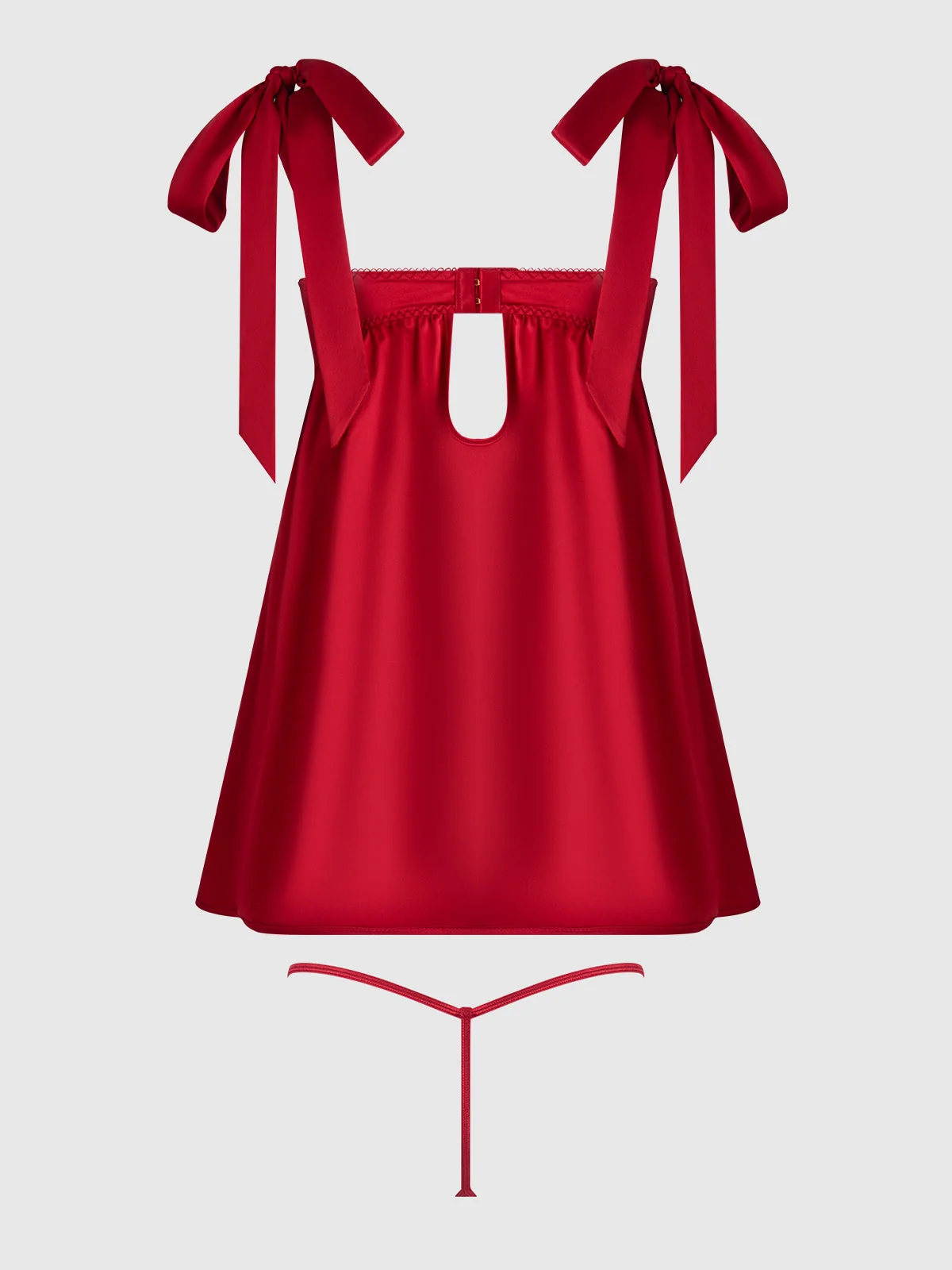 Melrose Satin & Embroidered Lace Underwire Babydoll Set in Crimson Red