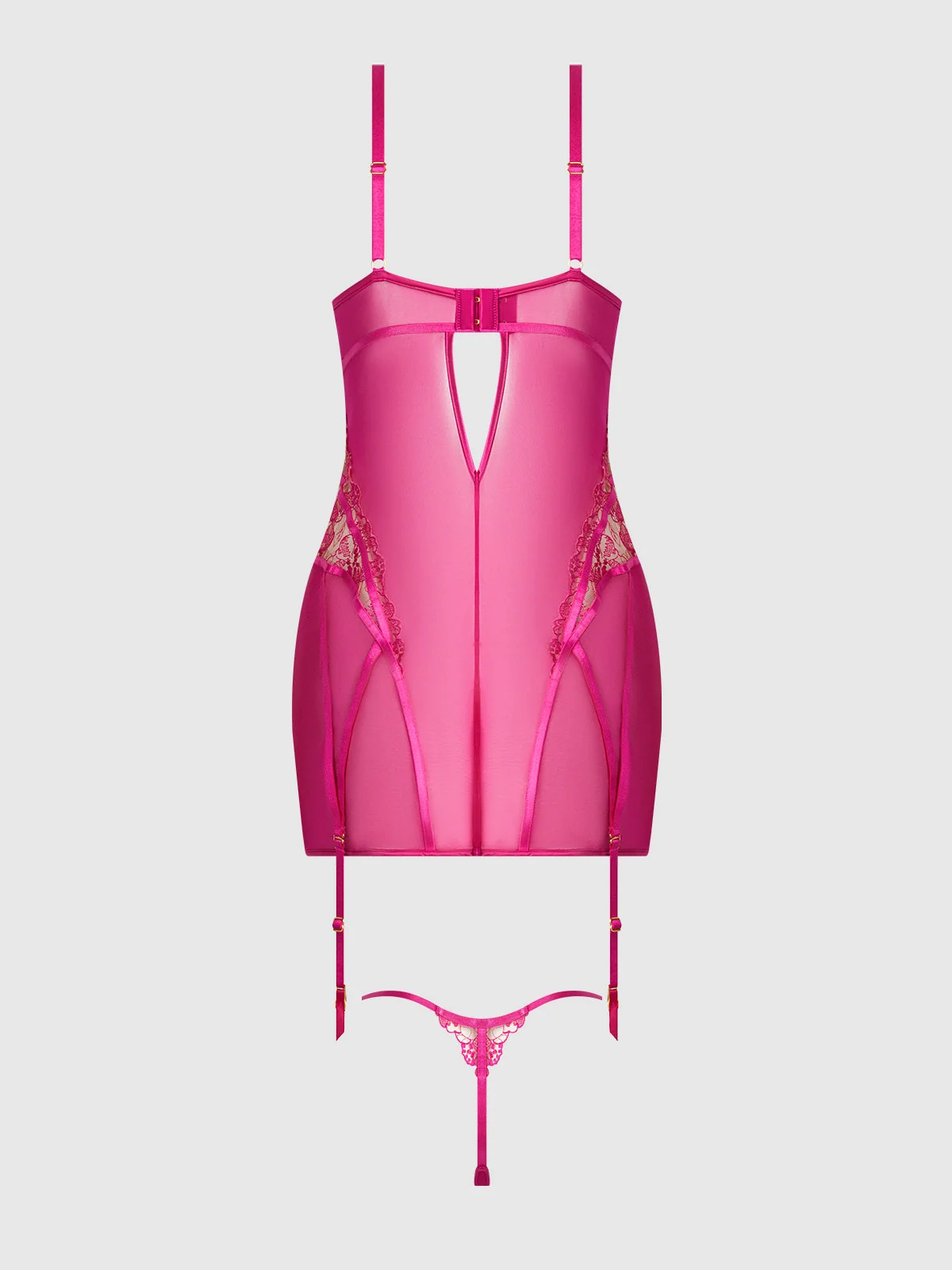 Venus Lace Strappy Chemise and G-String Set