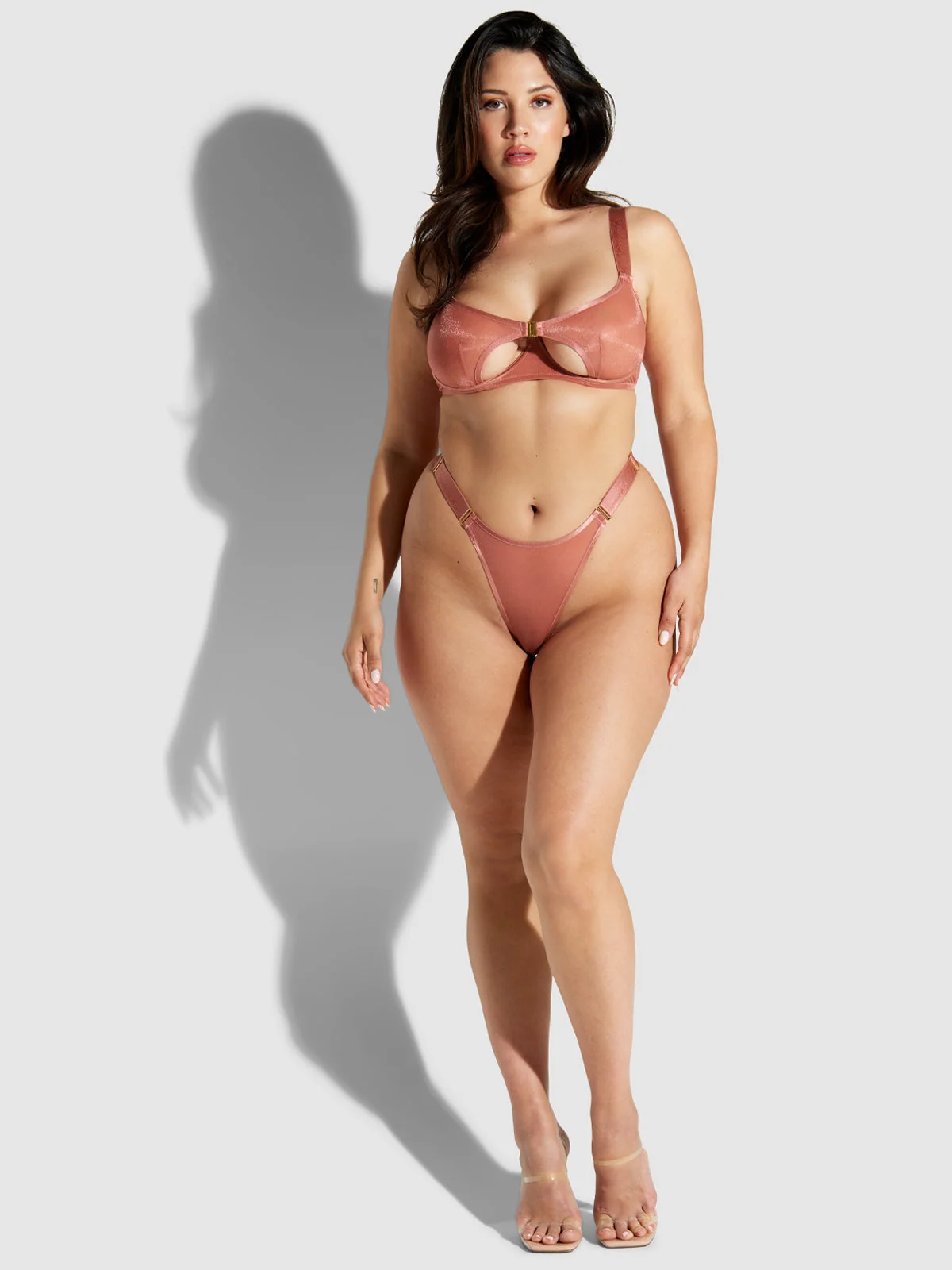 Pia Unlined Cutout Mesh Bra in Brick Dust