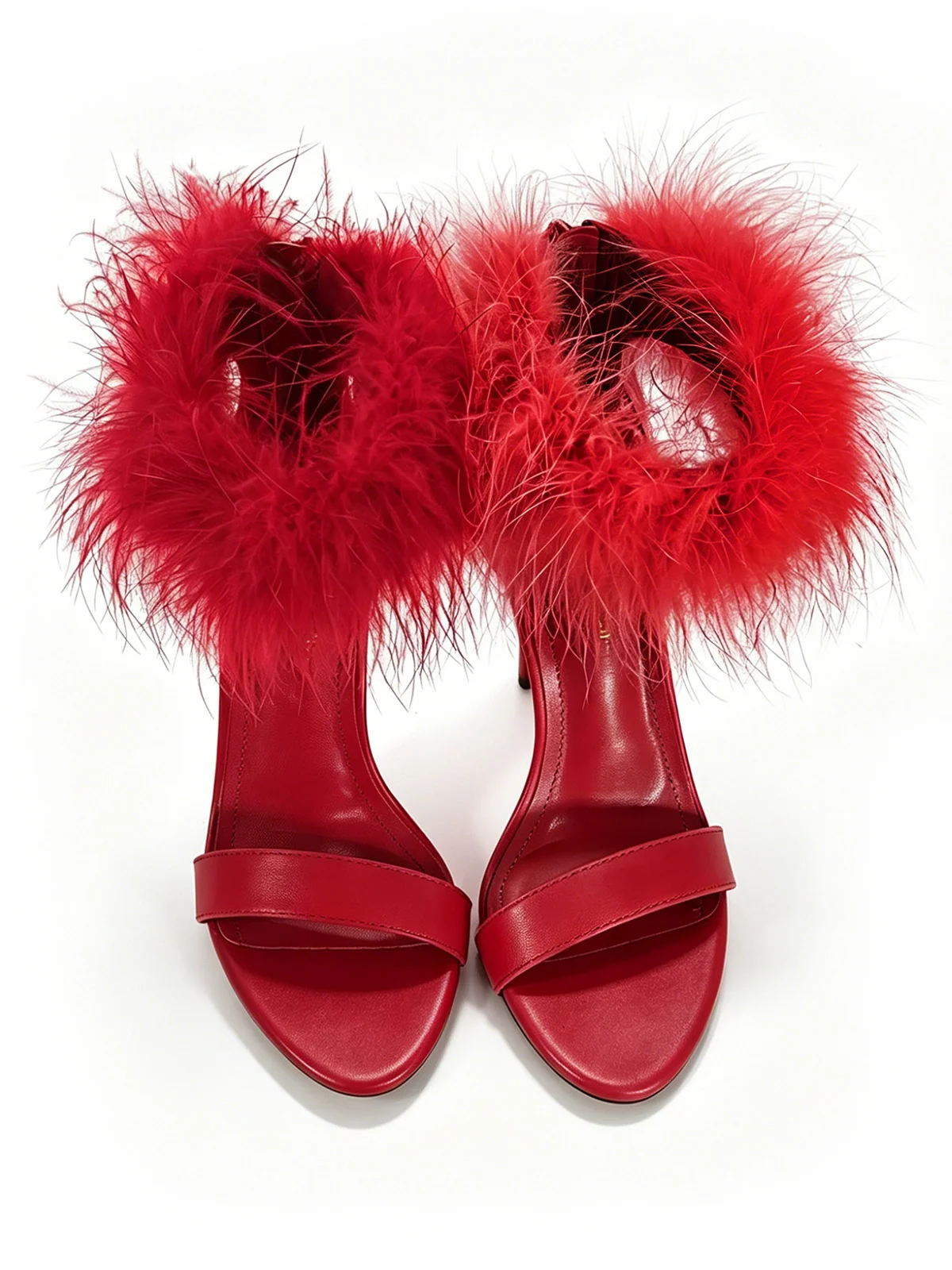 Raquel Feather Stiletto Heel in Red