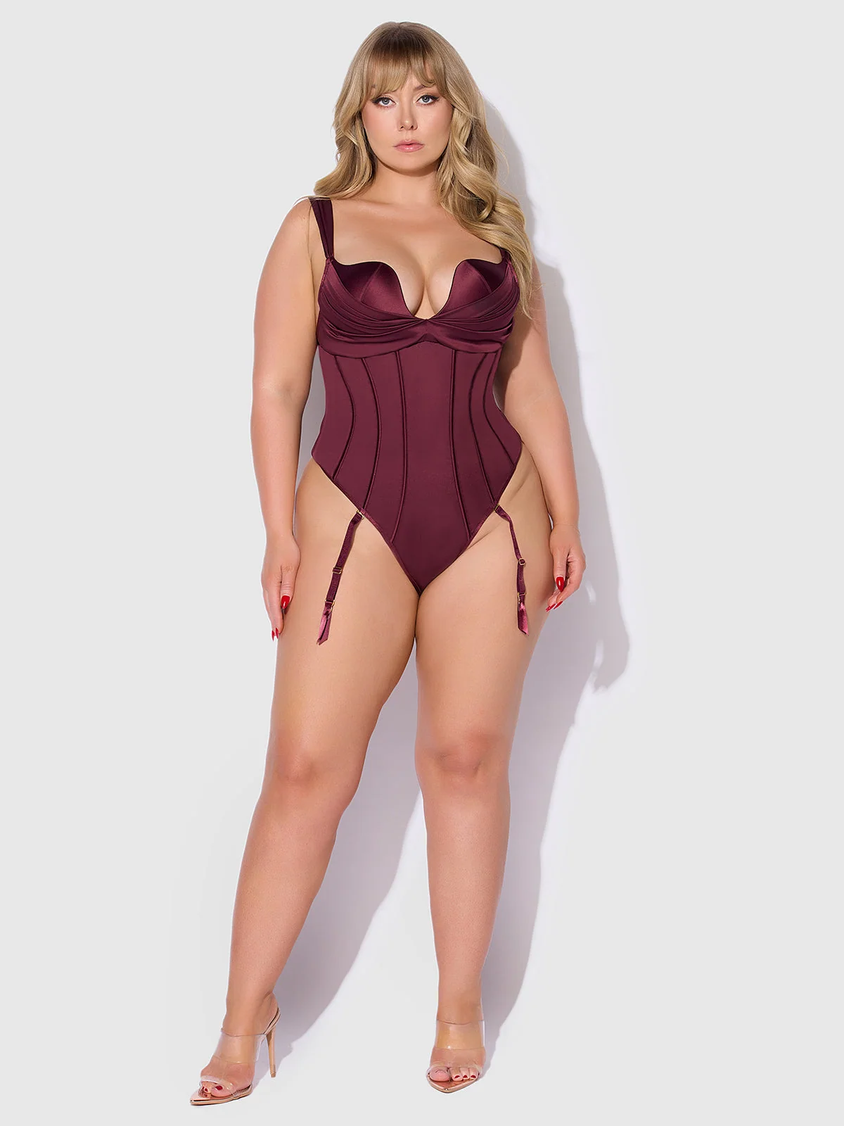 Rising Star Plunge Push Up Corseted Teddy（Petra Satin 缎面款）