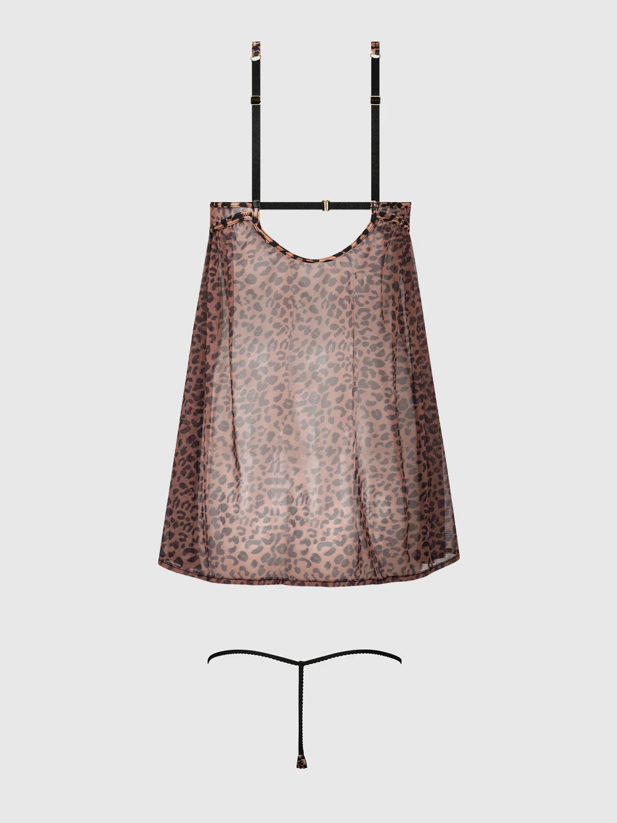 Kaia Leopard Mesh Underwire Babydoll & G-String Set